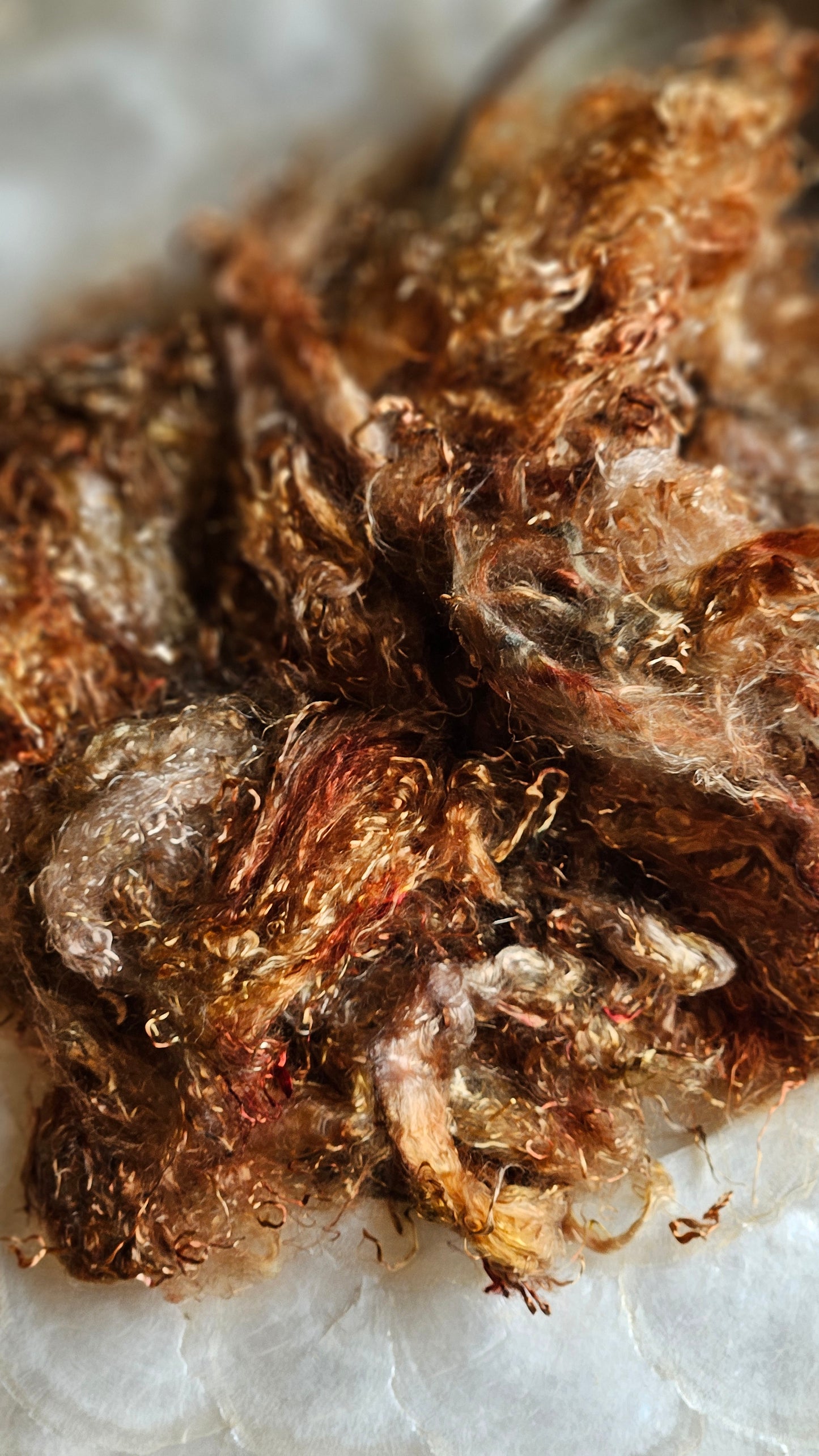 CARNOTITE - hand-dyed eucalyptus crimp faux-silk for art yarn embellishing, fiber blending, felting, and papermaking - 2 oz | 57 g