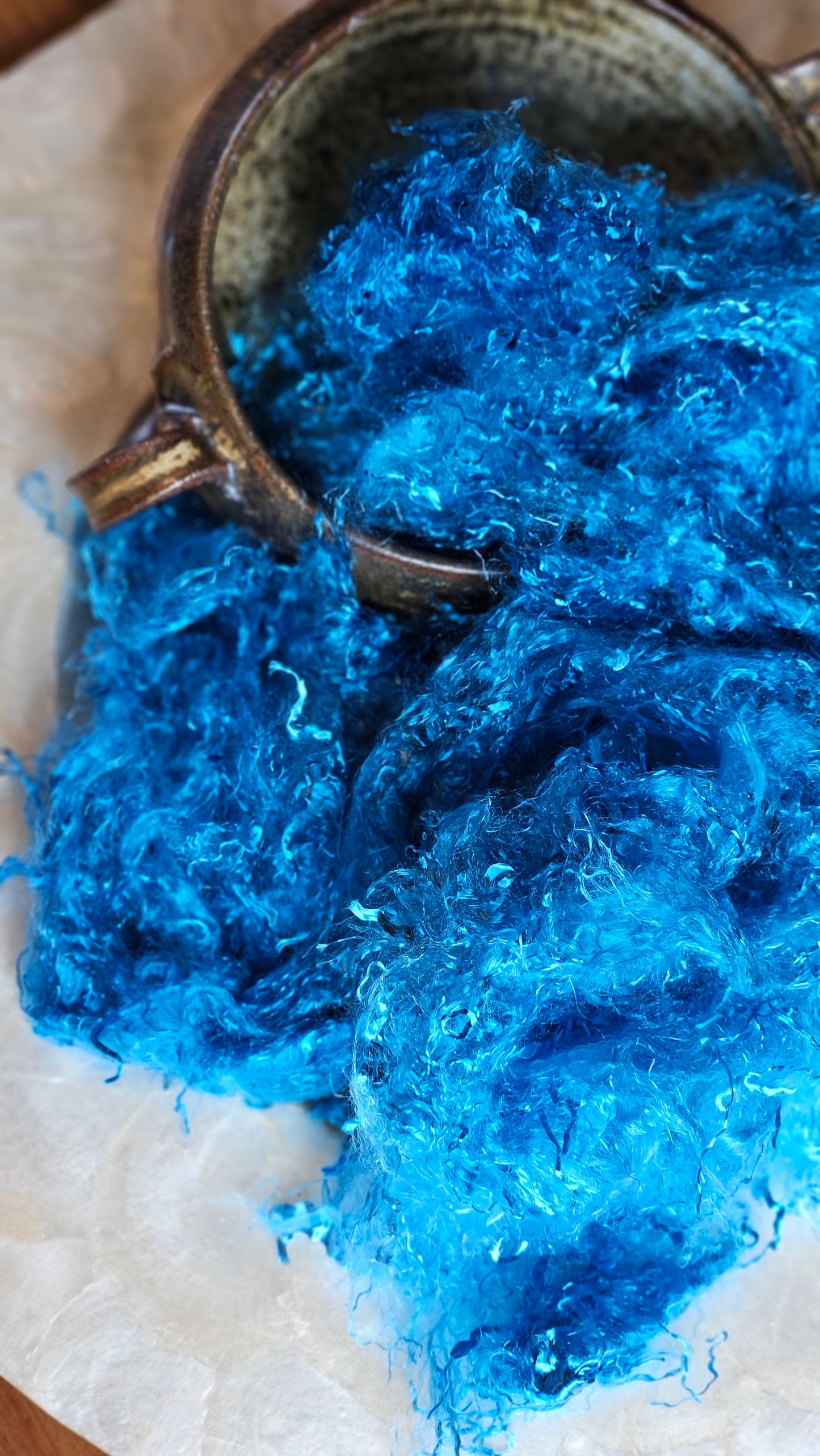 CERUSSITE - hand-dyed eucalyptus crimp faux-silk for art yarn embellishing, fiber blending, felting, and papermaking - 2 oz | 57 g