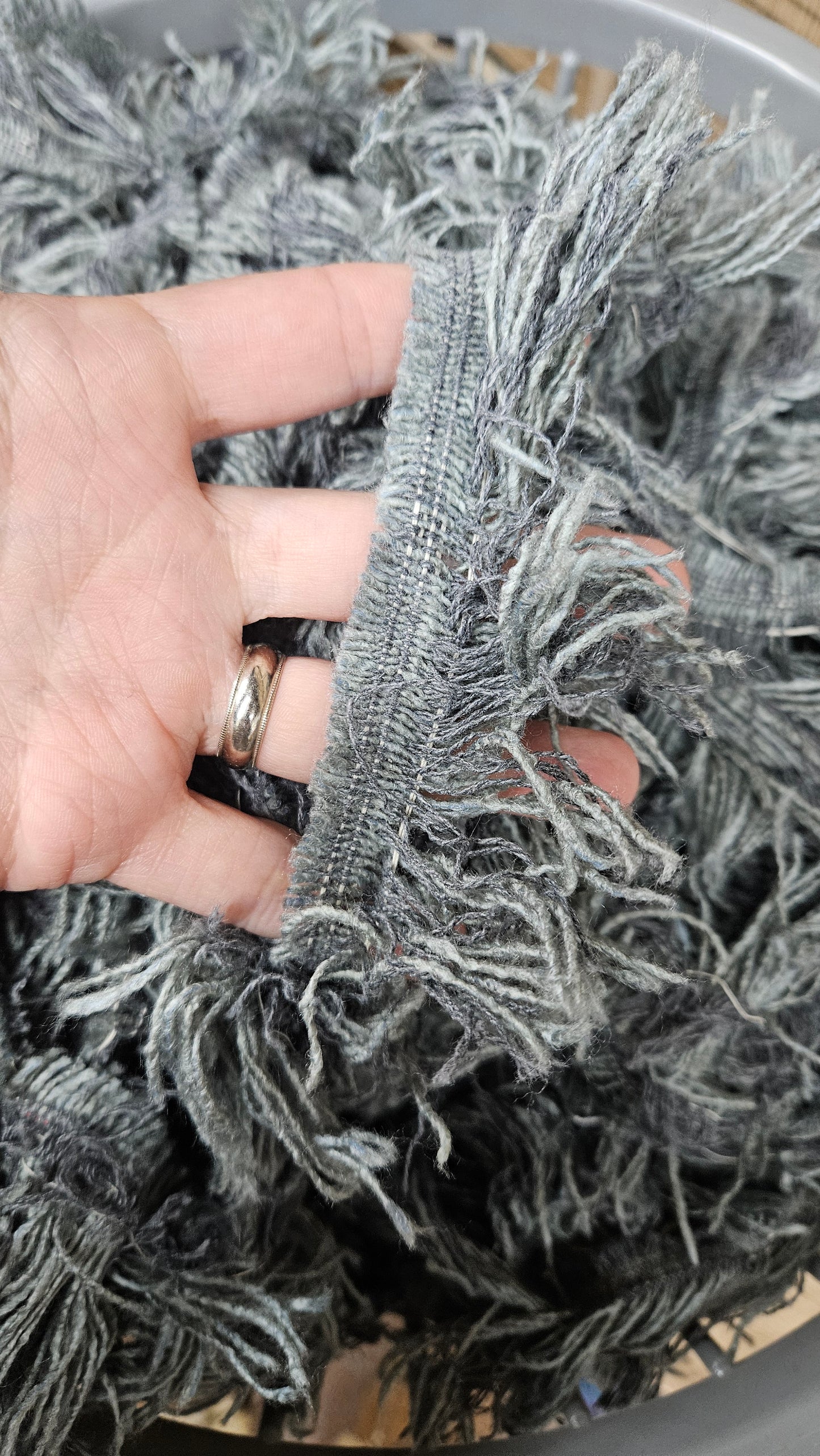 FOGGY MINT - bulk textile selvedge for rug weaving and art yarn - 5 POUNDS