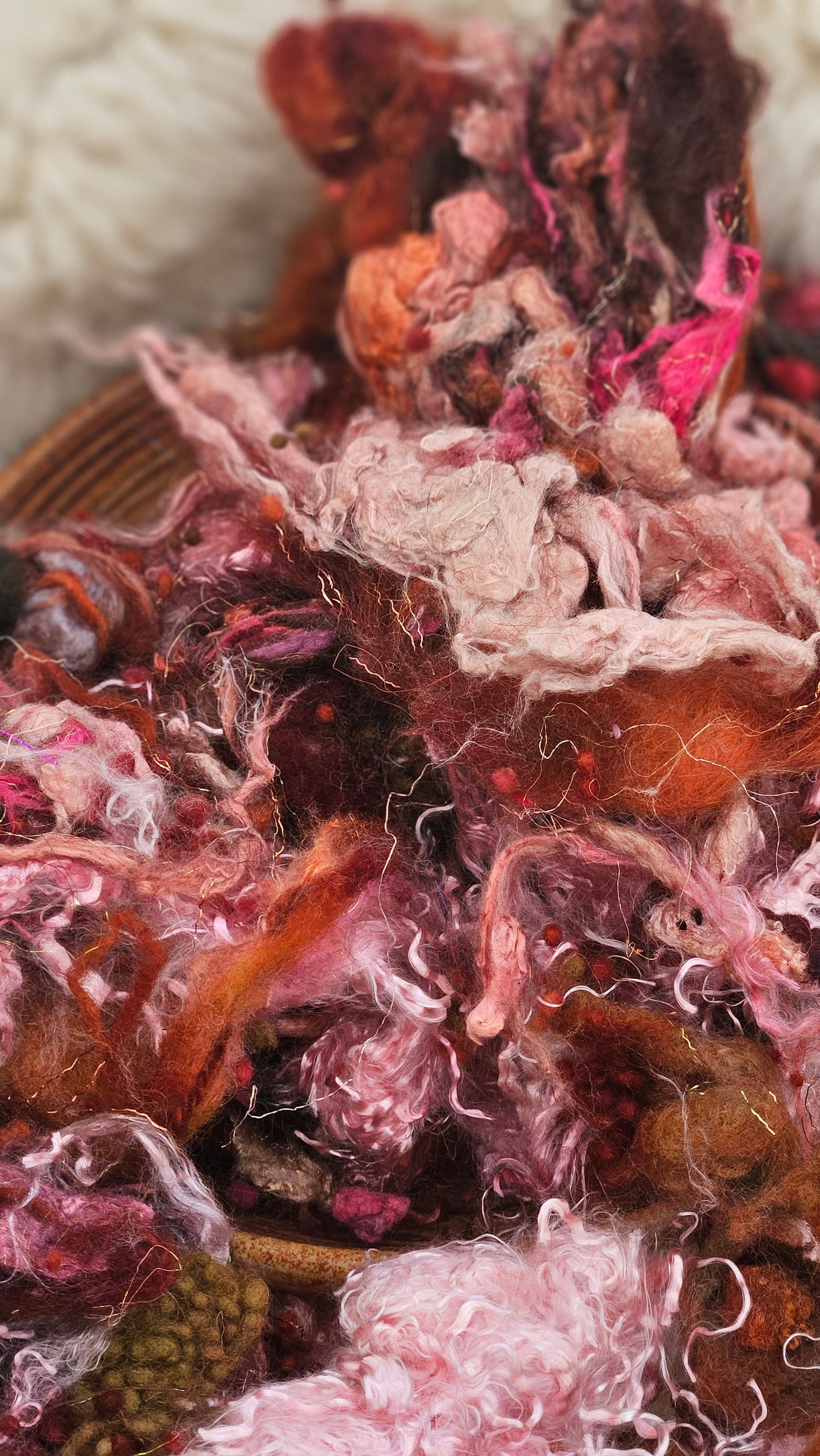 BUDBREAK - Hand-Dyed Alpaca Bamboo Texture Blend for art yarn embellishing, texture blending, felting, mixed media, and fiber art - 4 ounces | 114 grams