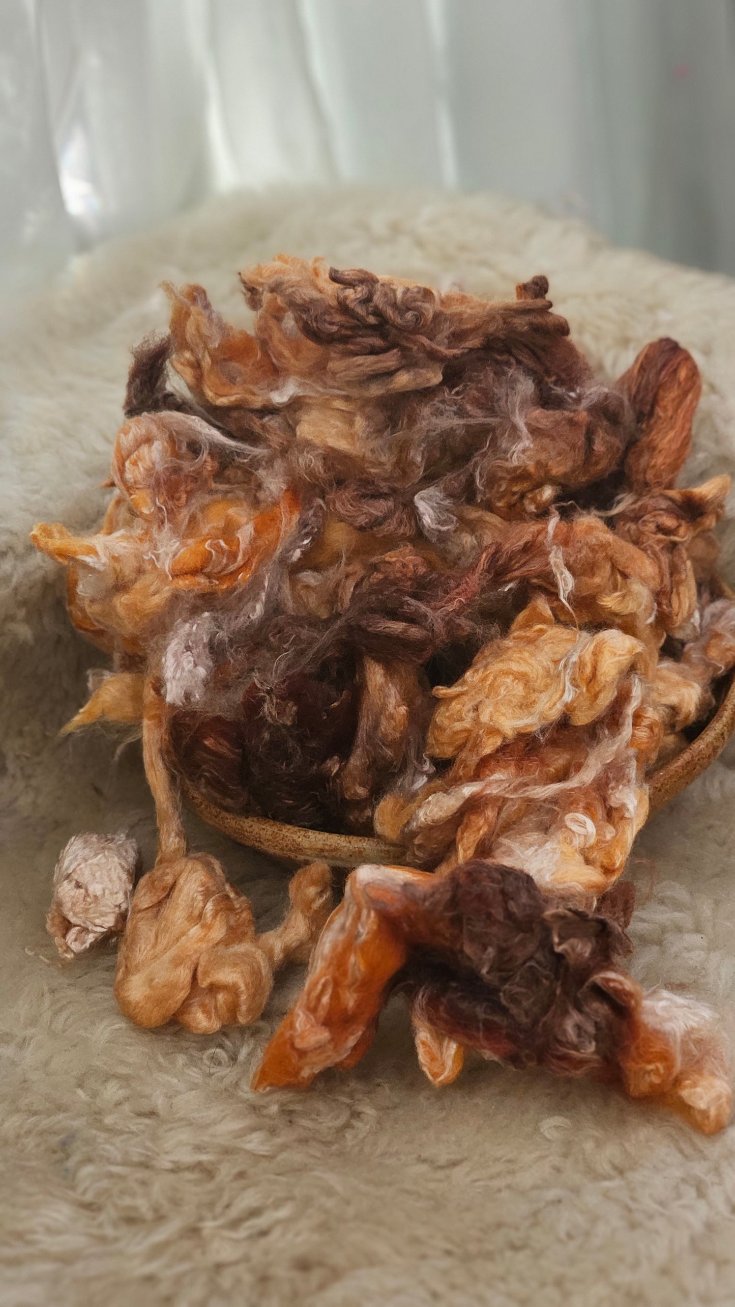 CARAMEL - hand-dyed extra fine wool and silky bamboo dense cloud recycled mill ends - 5 oz |  142 g