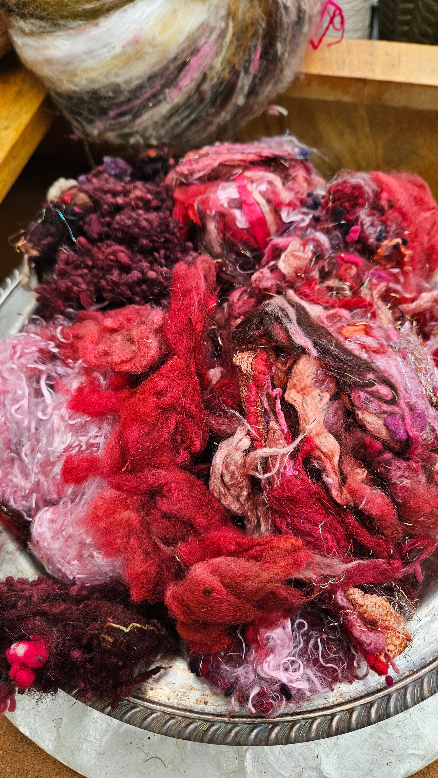 FULL BLOOM - Hand-Dyed Alpaca Bamboo Texture Blend for art yarn embellishing, texture blending, felting, mixed media, and fiber art - 4 ounces | 114 grams