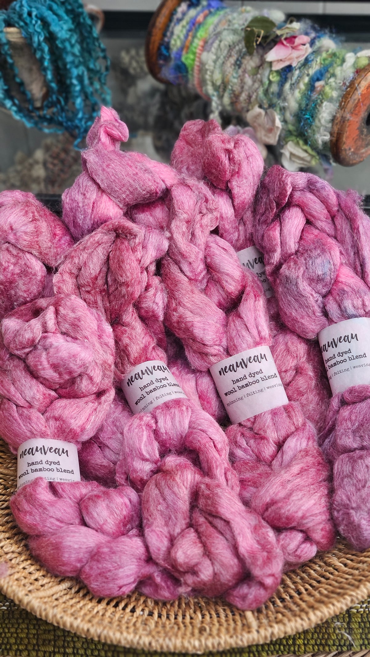 Berry Pearl - wool bamboo roving for felting and blending - 2 ounces | 57 grams