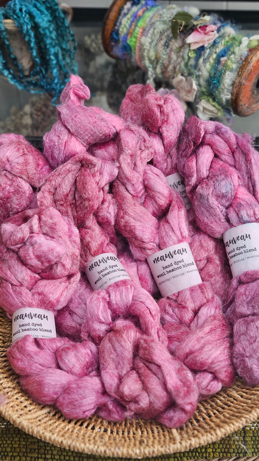 Berry Pearl - wool bamboo roving for felting and blending - 2 ounces | 57 grams