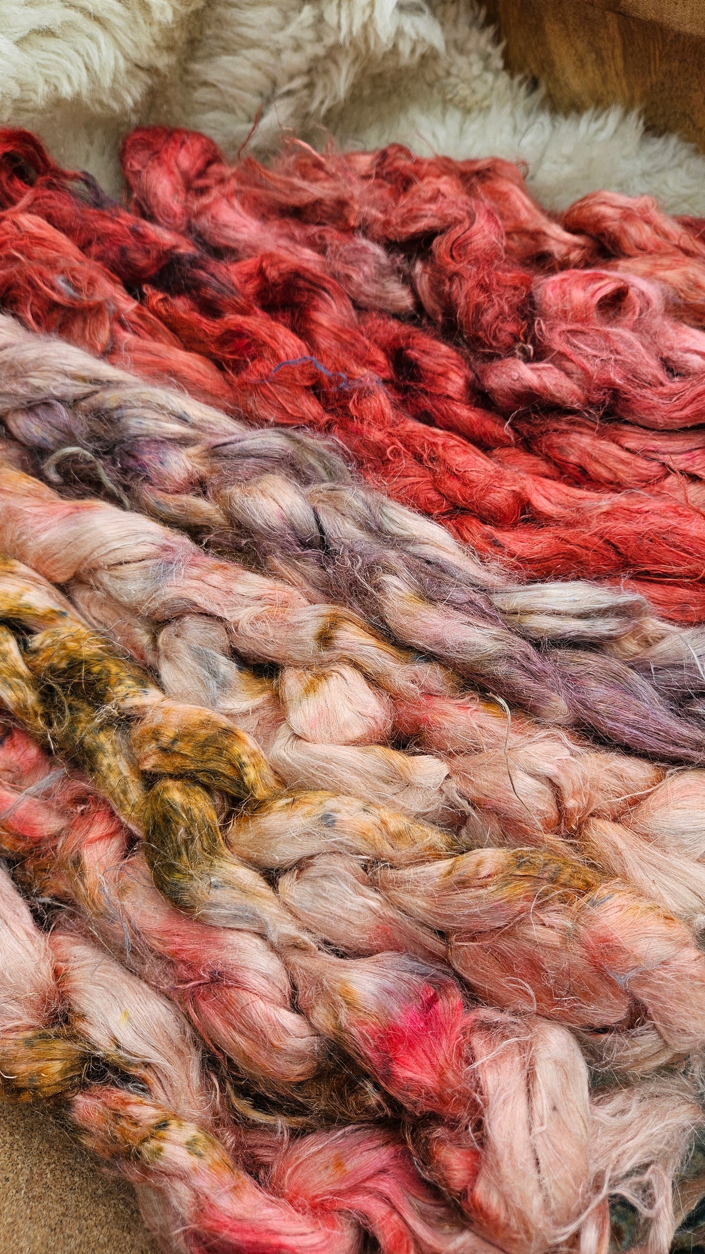 PHOENIX Hand-Dyed Fine Hemp for fiber art, texture blending, and papermaking - 2 ounces | 57 grams