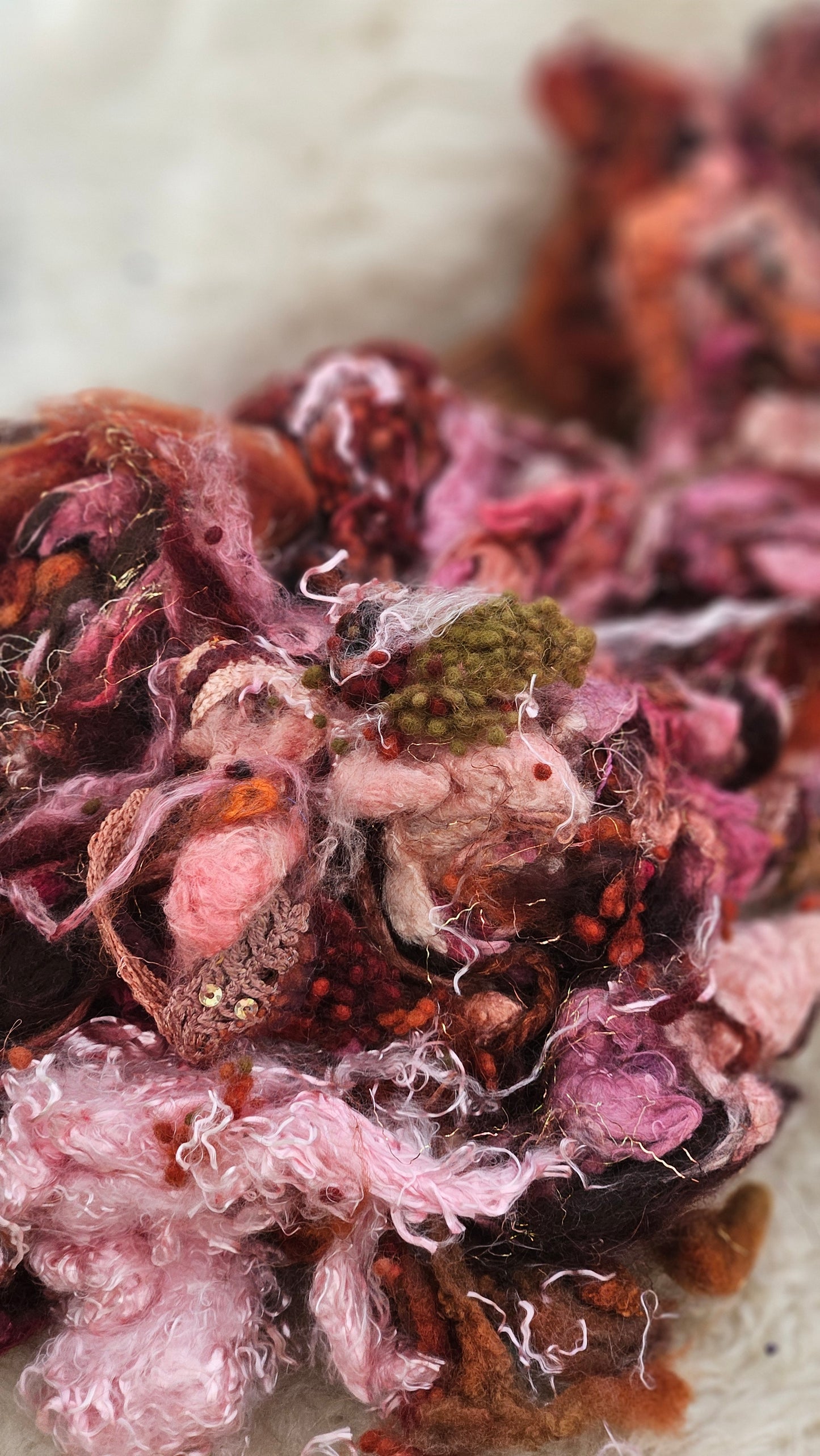 BUDBREAK - Hand-Dyed Alpaca Bamboo Texture Blend for art yarn embellishing, texture blending, felting, mixed media, and fiber art - 4 ounces | 114 grams