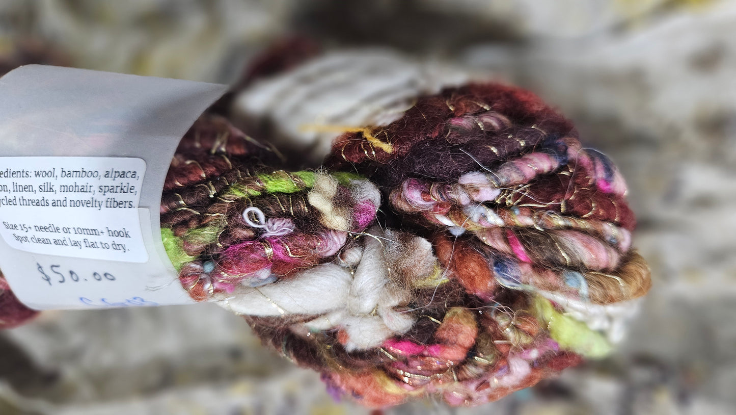 Handspun Bulky Art Yarn - Cinnamon Grove 03