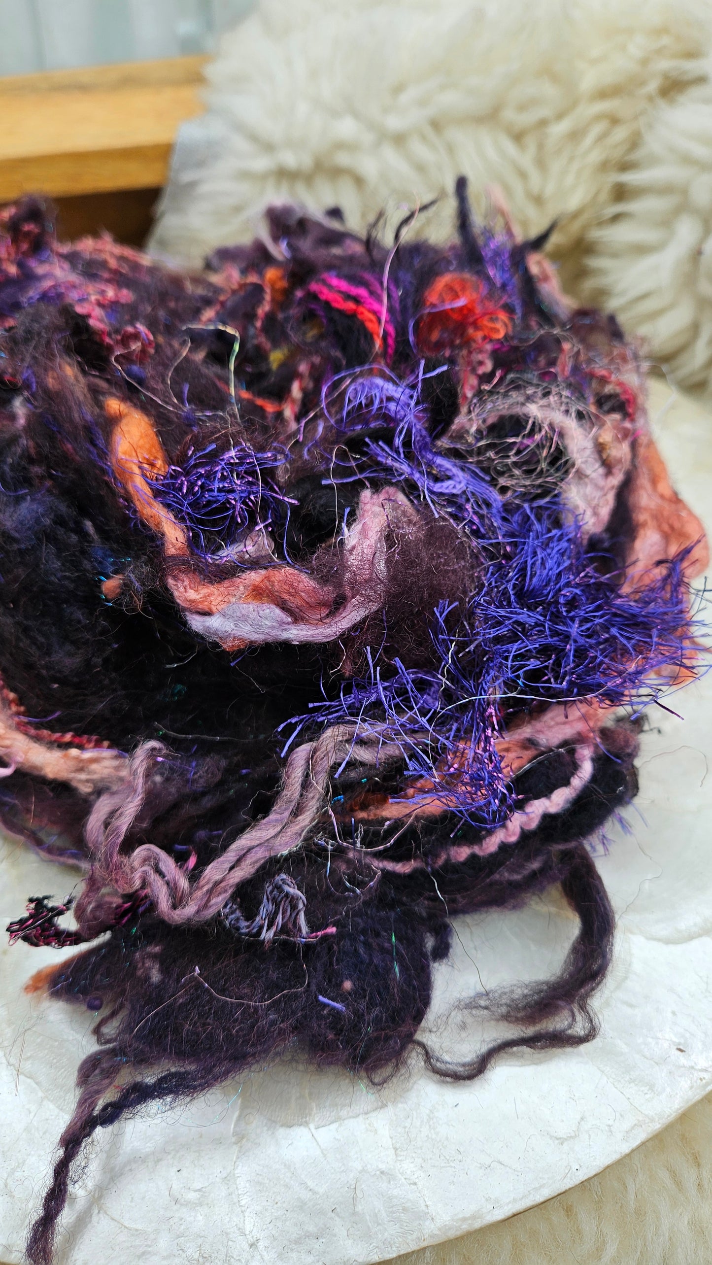 SOLSTICE VINEYARD - Hand-Dyed Alpaca Bamboo Texture Blend for art yarn embellishing, texture blending, felting, mixed media, and fiber art - 4 ounces | 114 grams