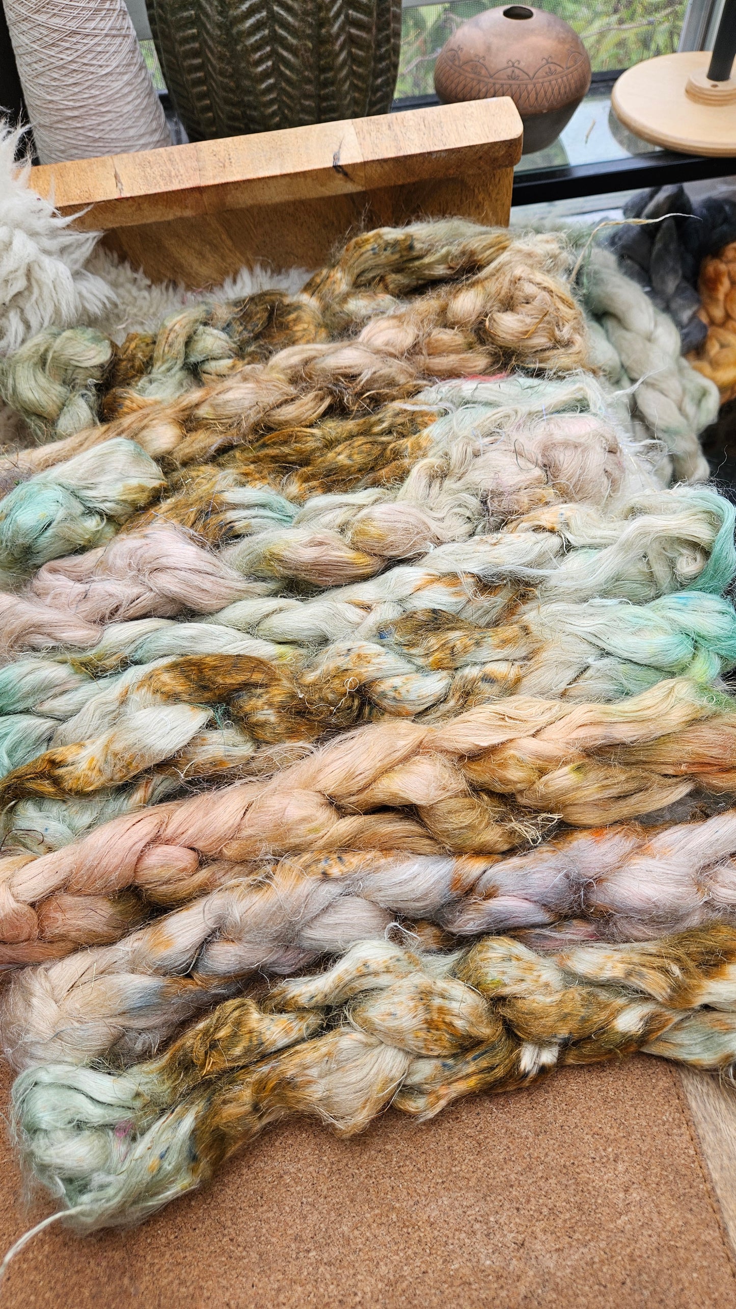 GRIFFIN Hand-Dyed Fine Hemp for fiber art, texture blending, and papermaking - 2 ounces | 57 grams