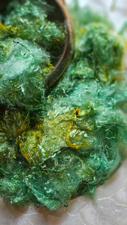 TSAVORITE - eucalyptus crimp fiber for spinning, blending & felting - 2 oz | 57 g