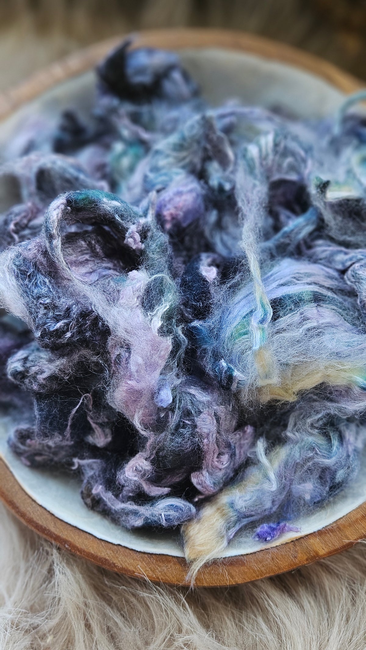 Blueberry Jam - hand-dyed fine wool and silky bamboo mill ends - 5 oz |  142 g