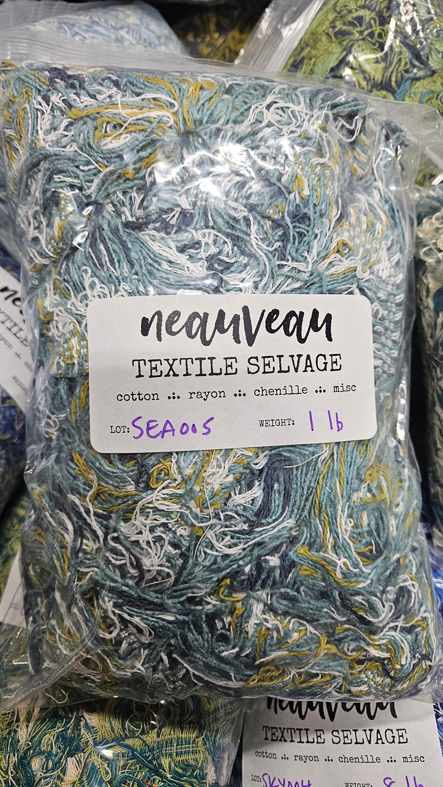 SEASHORE - textile selvedge for rug and art weaving and art yarn - SEA005 (1 lb)