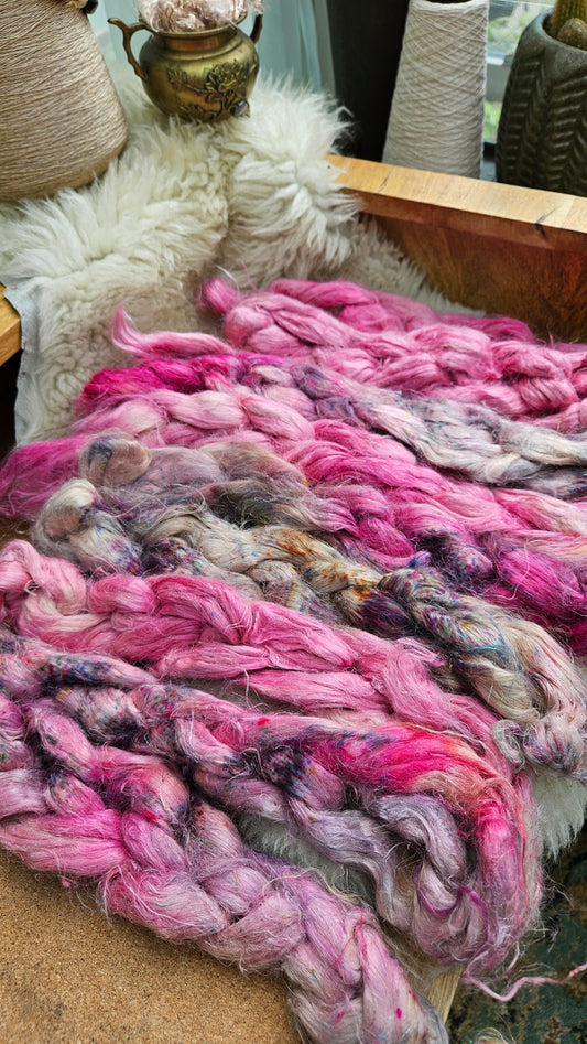 ISOLDE Hand-Dyed Fine Hemp for fiber art, texture blending, and papermaking - 2 ounces | 57 grams