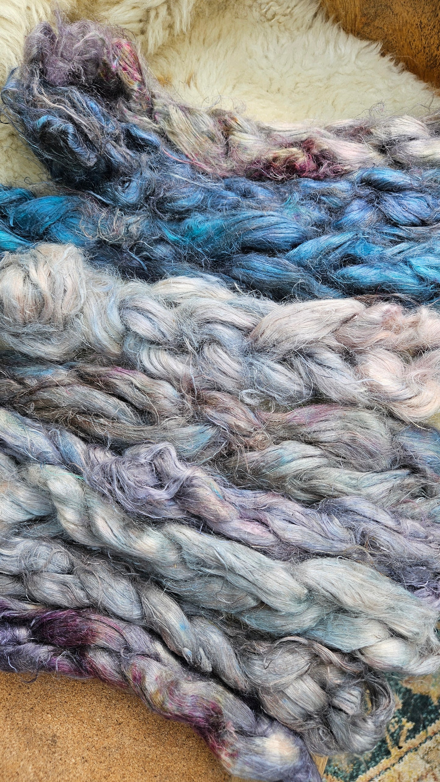 MERLIN Hand-Dyed Fine Hemp for fiber art, texture blending, and papermaking - 2 ounces | 57 grams