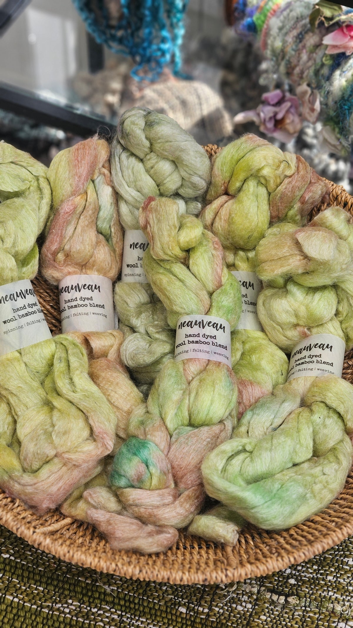 Spring Pearl - wool bamboo roving for felting and blending - 2 ounces | 57 grams