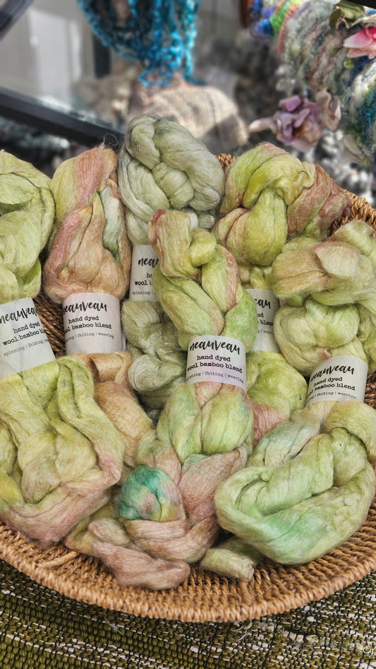 Spring Pearl - wool bamboo roving for felting and blending - 2 ounces | 57 grams