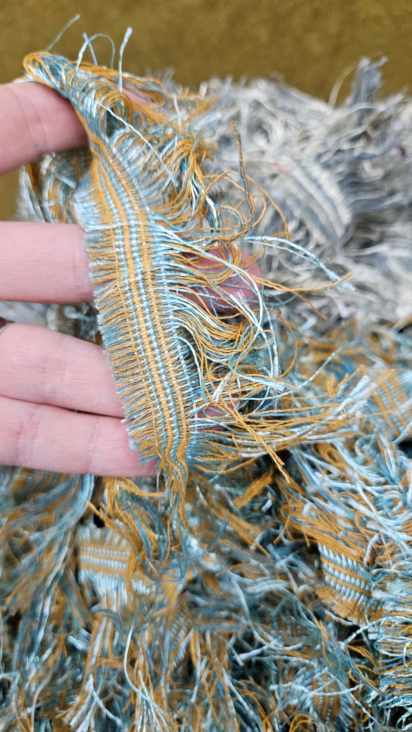 SHIMMER FOG - shaggy fringe ribbon for tapestry weaving and fiber art - 5 POUNDS