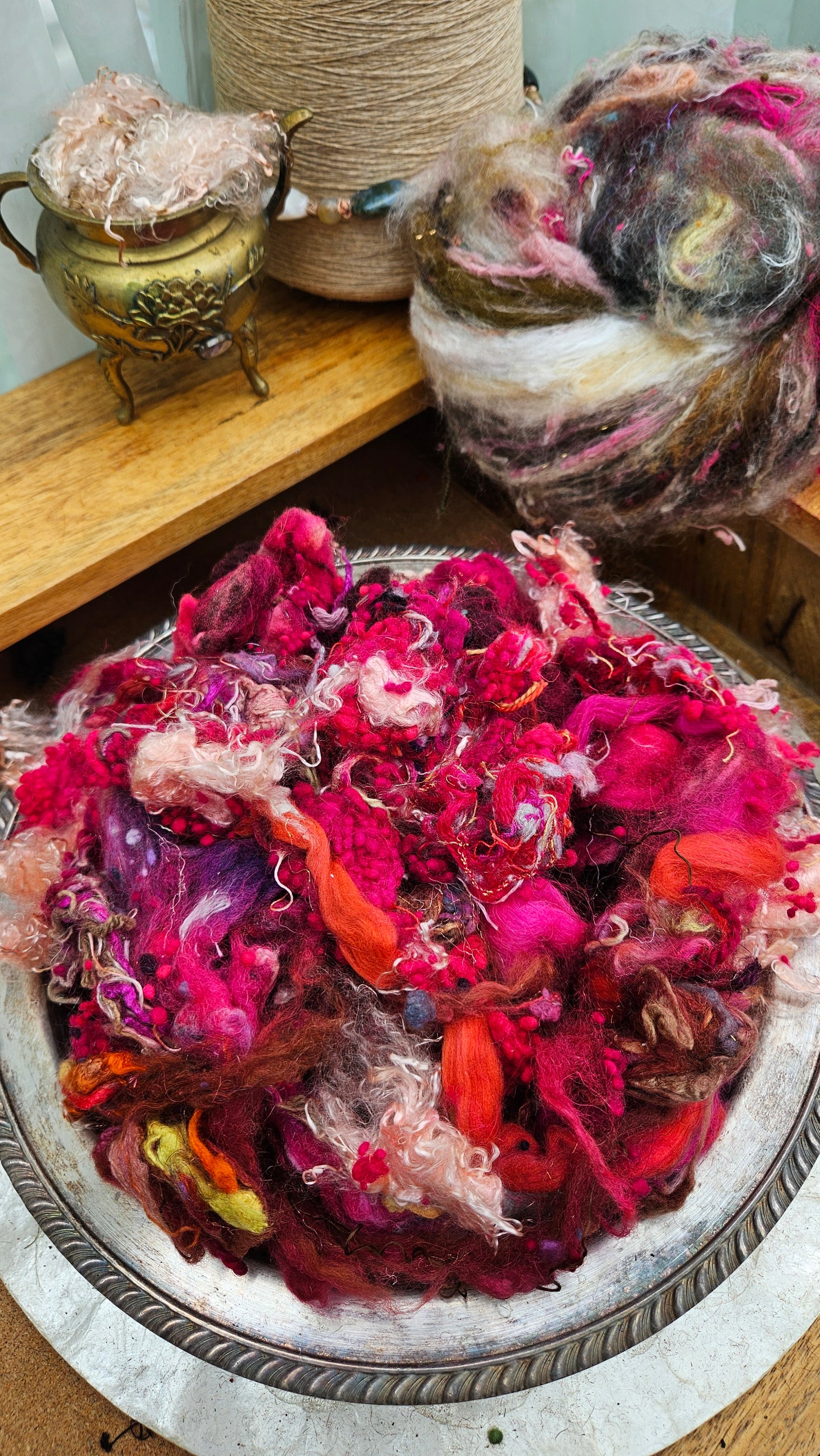 WILDFLOWER VALLEY - Hand-Dyed Texture Blend for art yarn embellishing, texture blending, felting, mixed media, and fiber art - 4 ounces | 114 grams