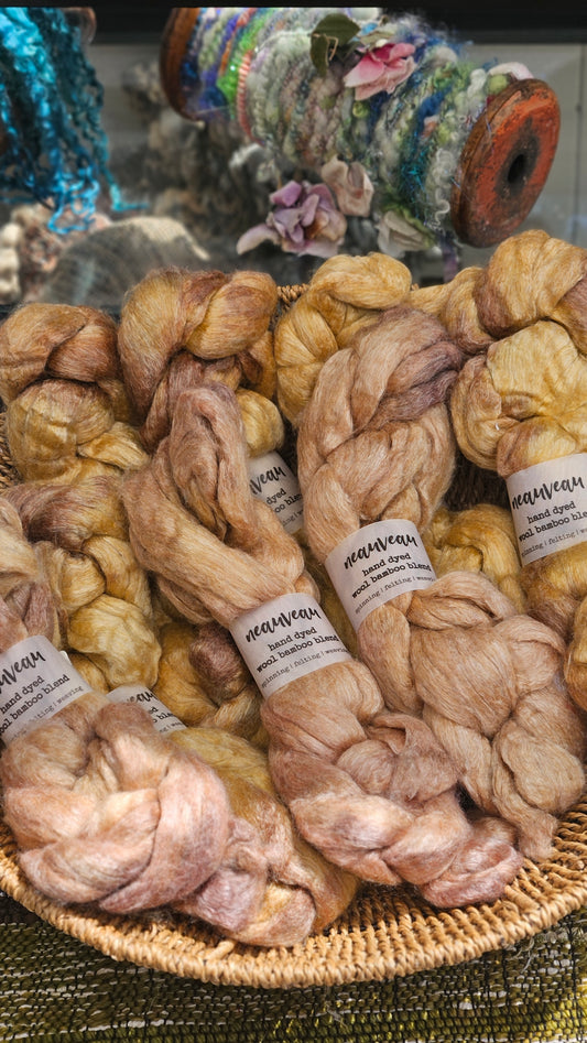 Wheat Pearl - wool bamboo roving for felting and blending - 2 ounces | 57 grams