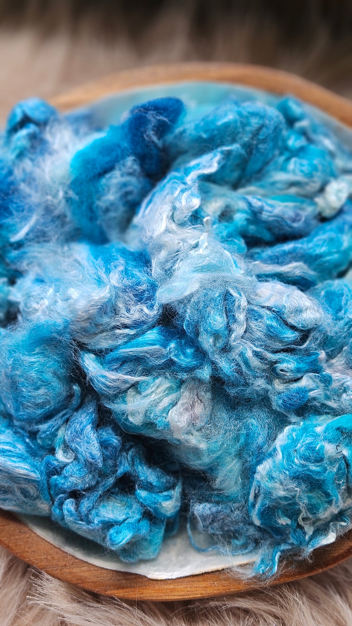 Blue Razzberry - hand-dyed fine wool and silky bamboo mill ends - 5 oz |  142 g