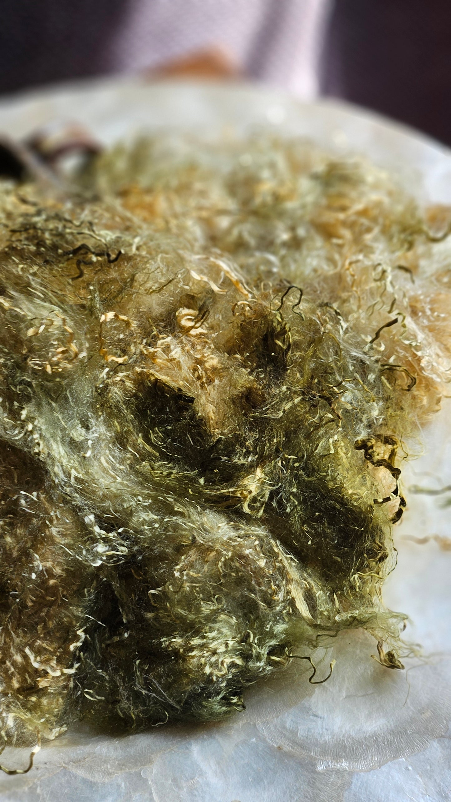 CHRYSOBERYL - hand-dyed eucalyptus crimp faux-silk for art yarn embellishing, fiber blending, felting, and papermaking - 2 oz | 57 g