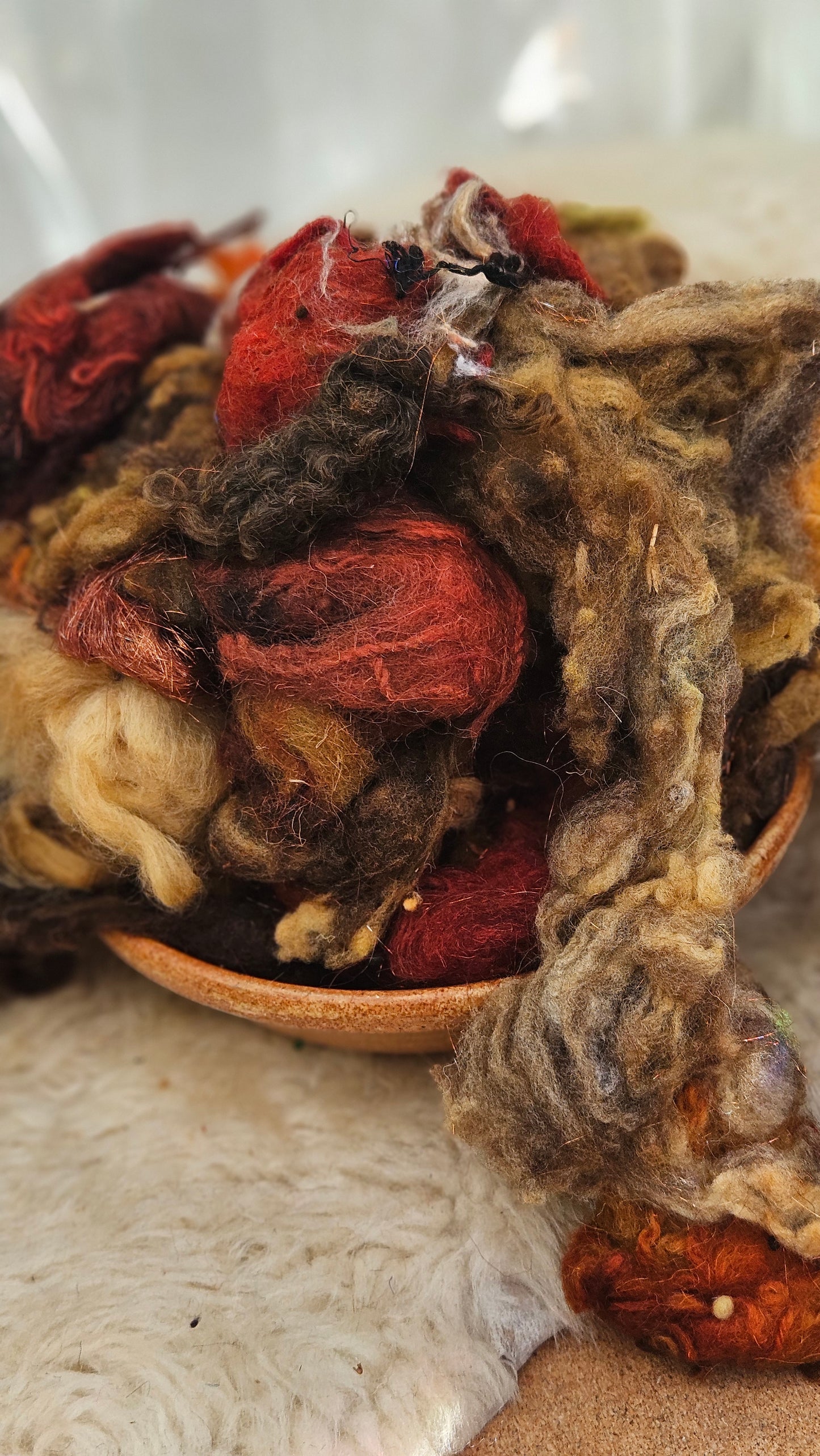 CANYON FOREST - Hand-Dyed Recycled Wool Texture Blend for art yarn embellishing, texture blending, felting, mixed media, and fiber art - 4 ounces | 114 grams