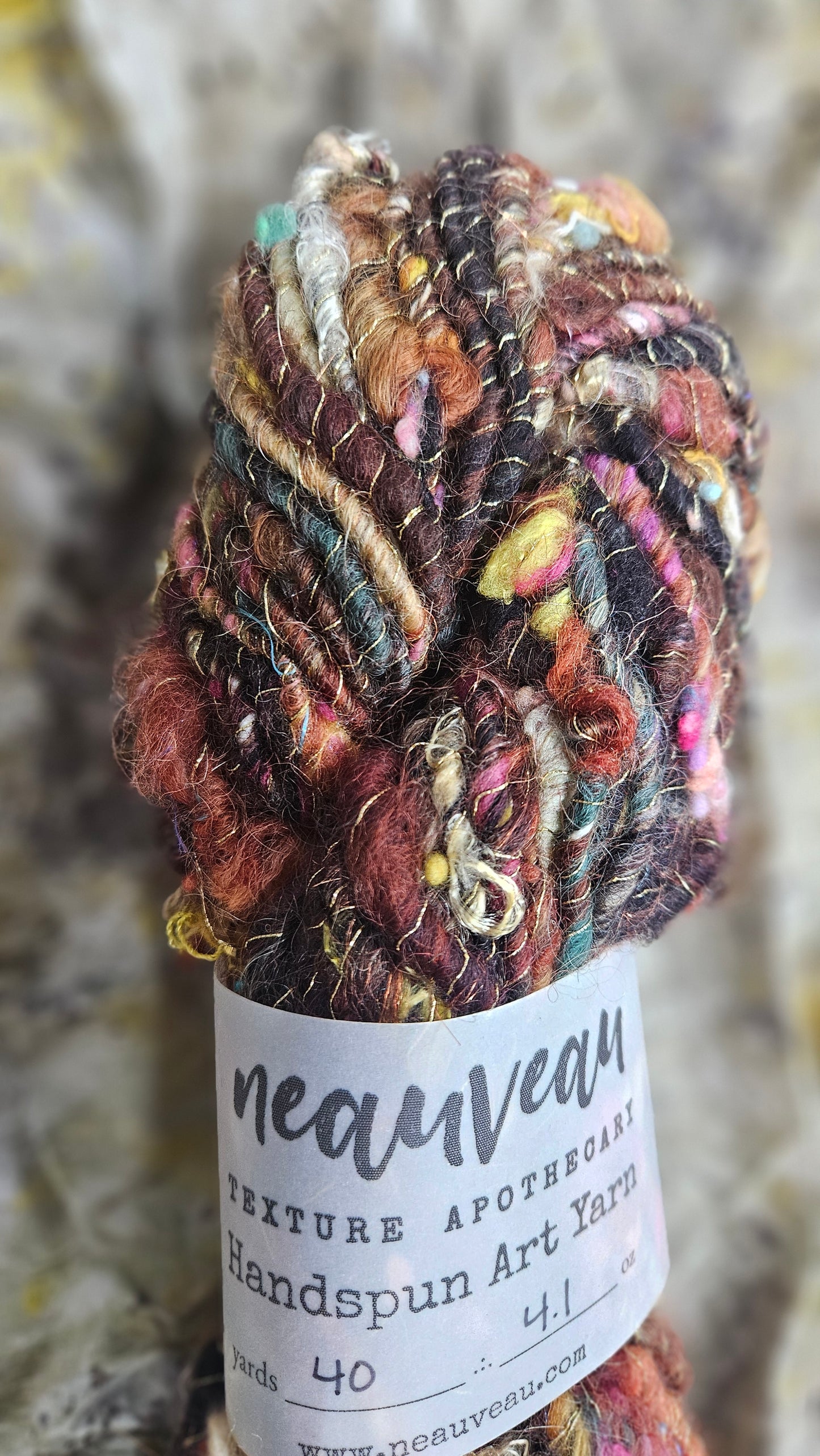 Handspun Bulky Art Yarn - Cinnamon Grove 06