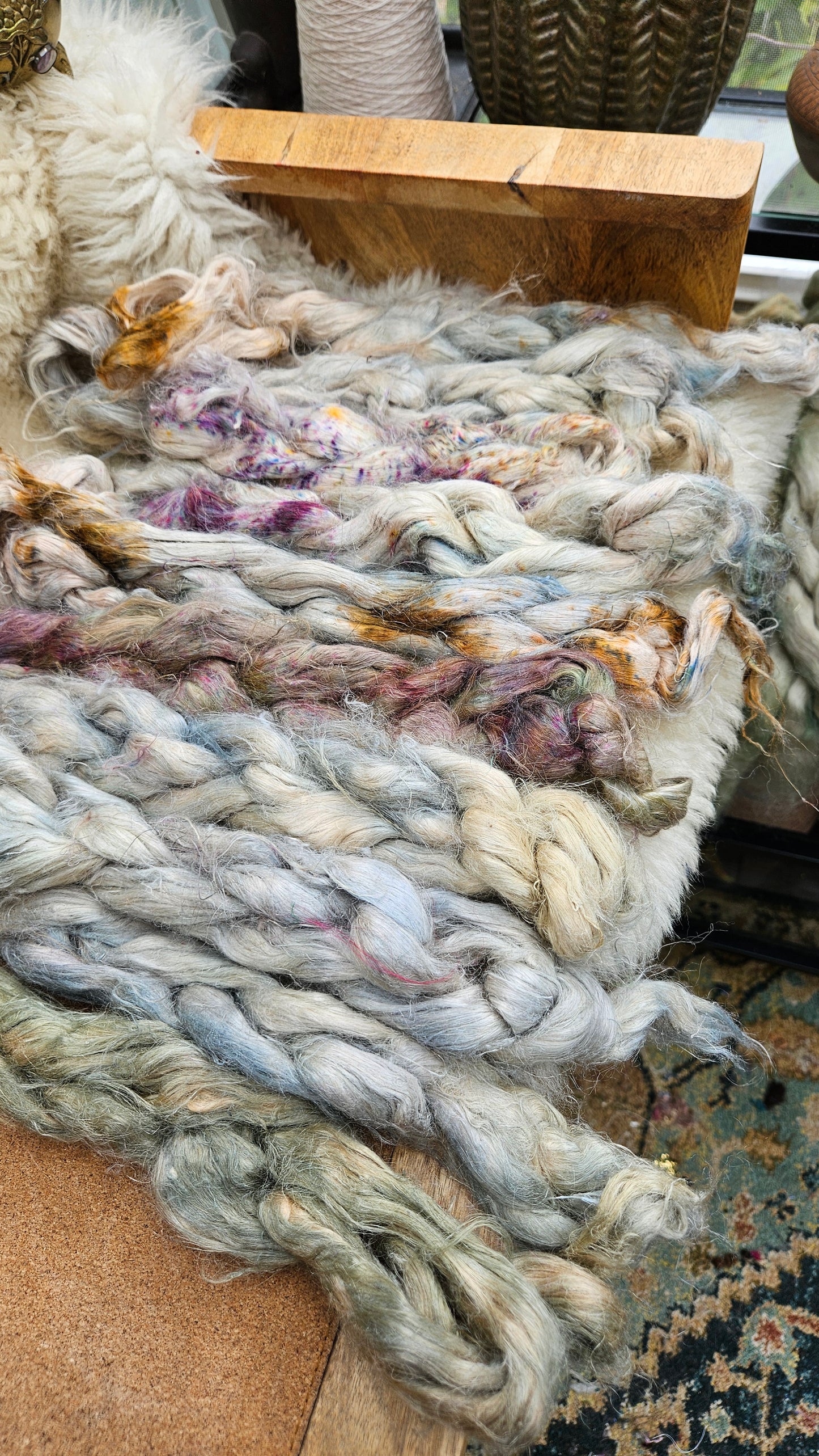 GUINEVERE Hand-Dyed Fine Hemp for fiber art, texture blending, and papermaking - 2 ounces | 57 grams