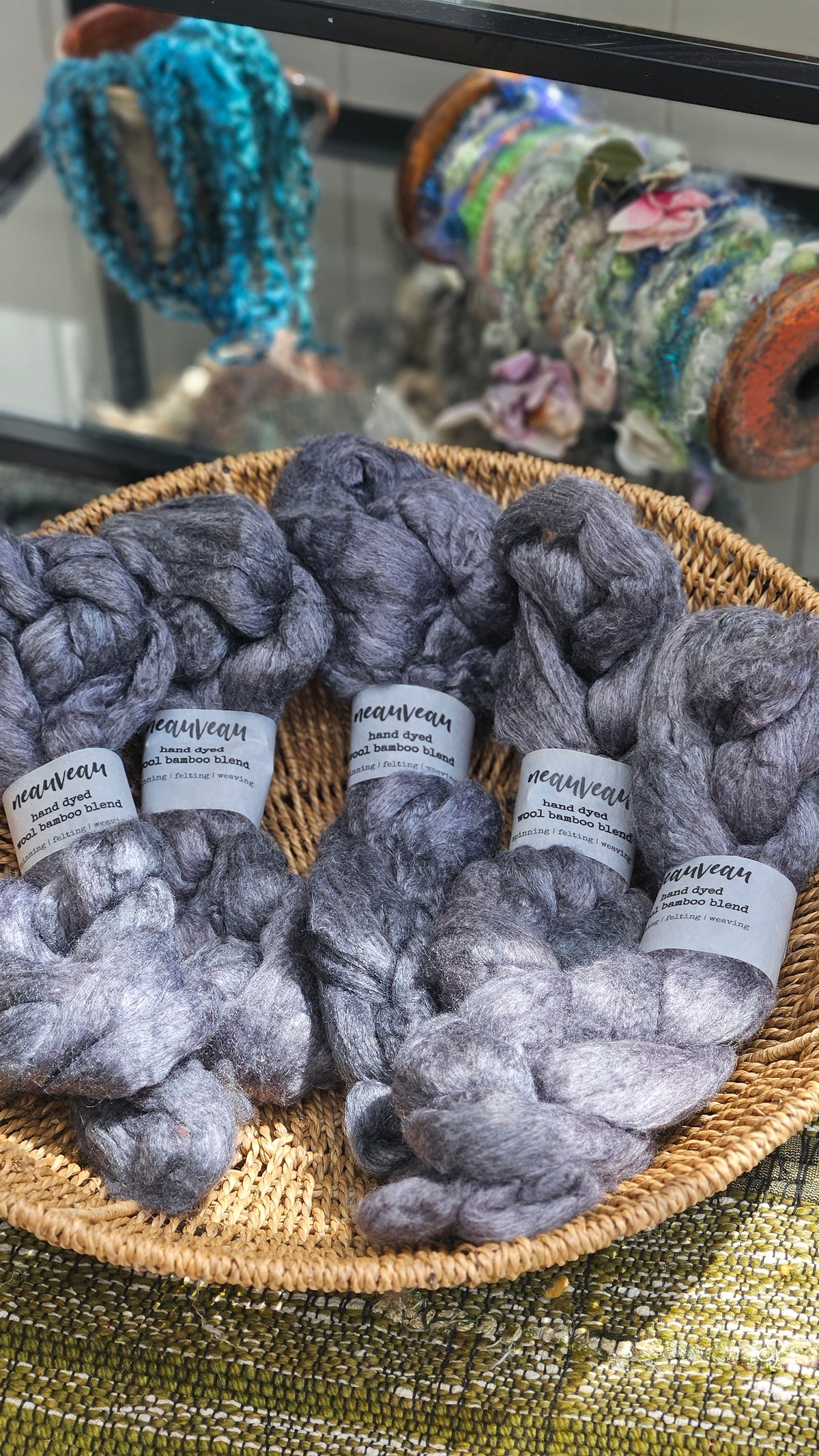 Charcoal Pearl - wool bamboo roving for felting and blending - 2 ounces | 57 grams
