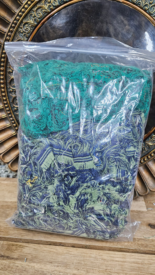 FOREST WALK - shaggy fringe ribbon for tapestry weaving and fiber art - EMERALD01 (.9 lb)