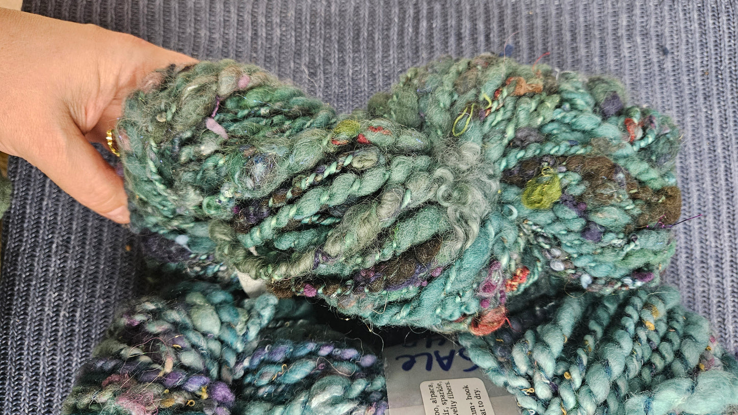 Handspun Yarn Lot - 3 Skeins Tealberry