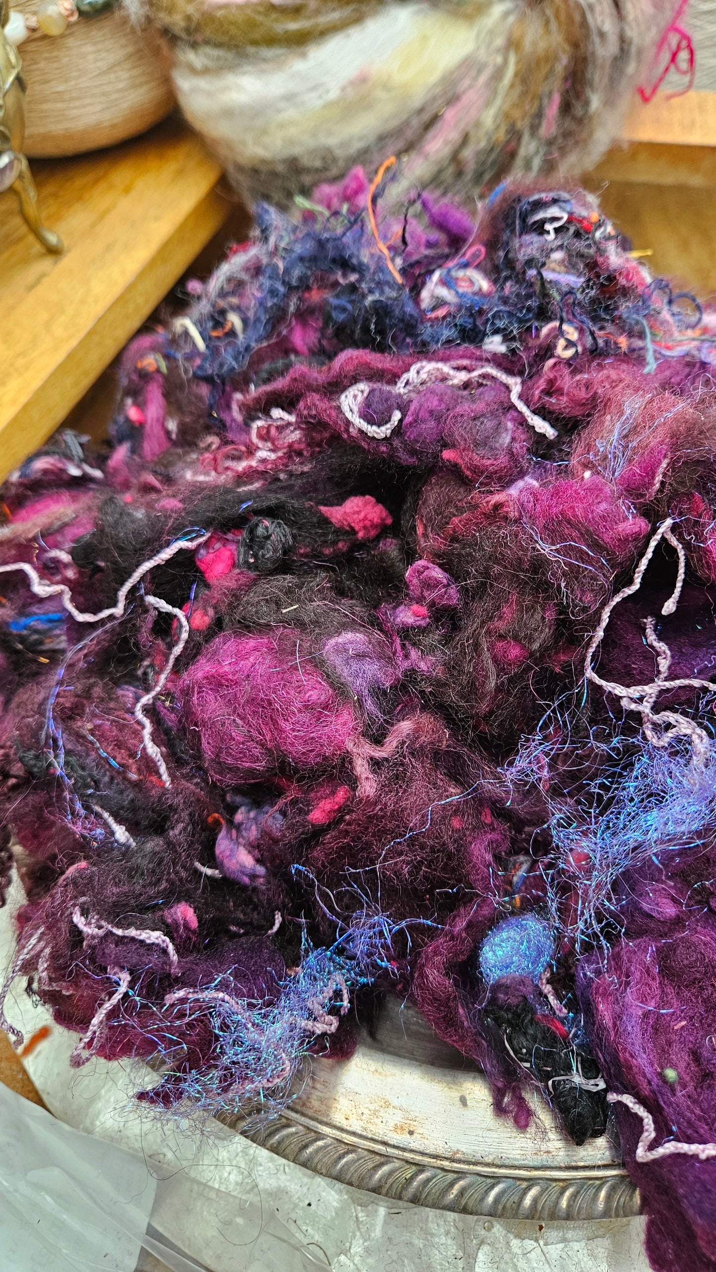 MIDNIGHT SUN - Hand-Dyed Texture Blend for art yarn embellishing, texture blending, felting, mixed media, and fiber art - 4 ounces | 114 grams