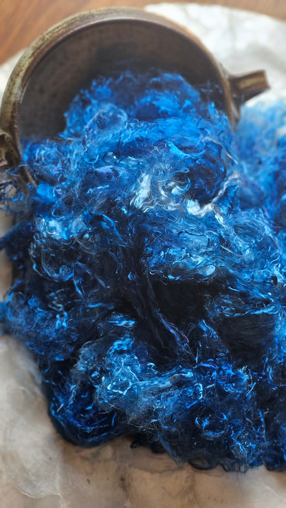 AZURITE - eucalyptus crimp fiber for spinning, blending & felting - 2 oz | 57 g