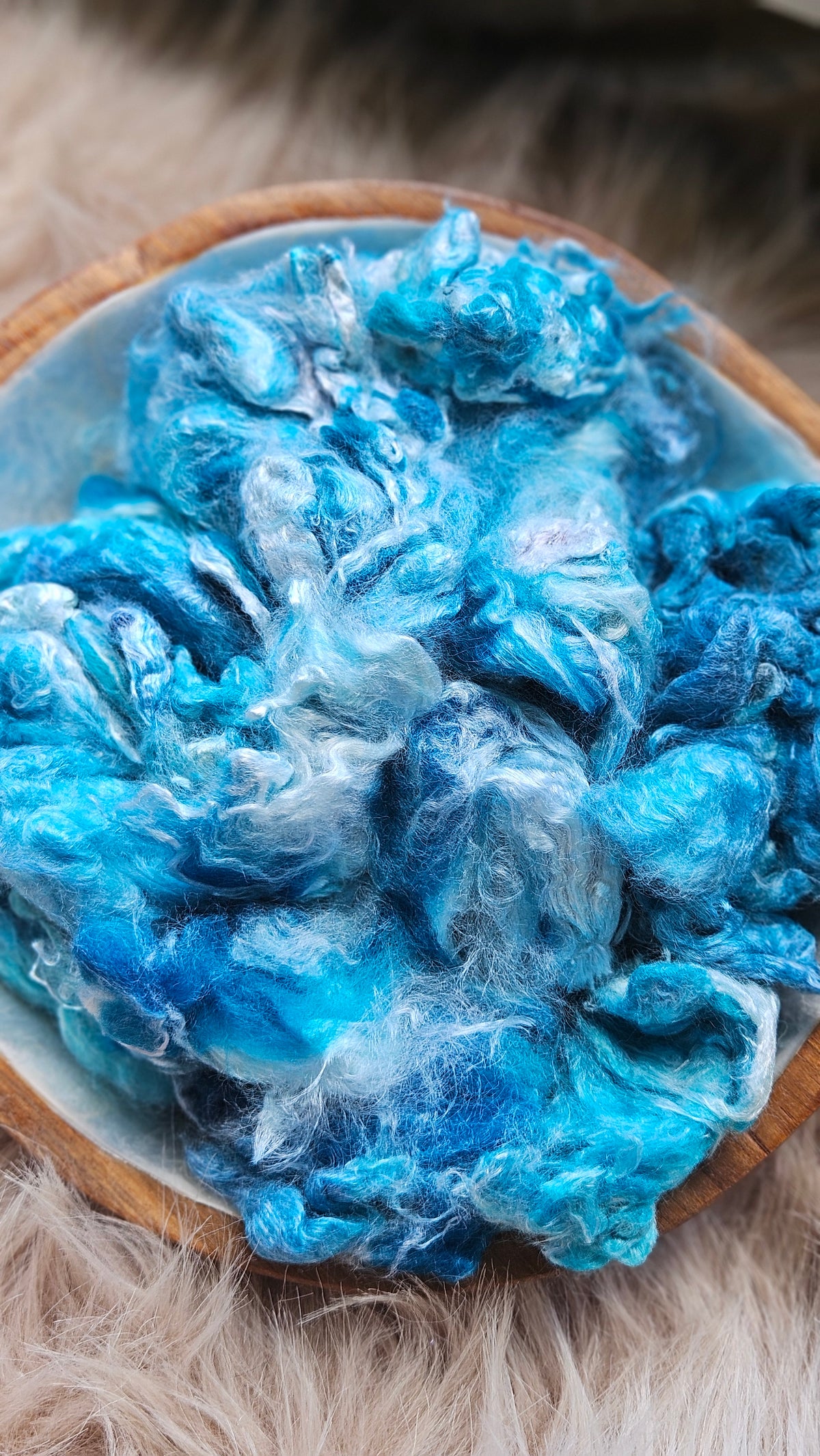 Blue Razzberry - hand-dyed fine wool and silky bamboo mill ends - 5 oz |  142 g