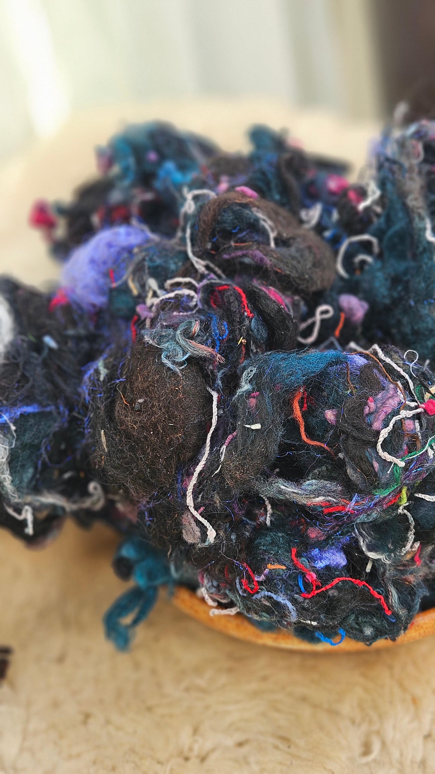 FROST LIGHT - Hand-Dyed Recycled Wool Texture Blend for art yarn embellishing, texture blending, felting, mixed media, and fiber art - 4 ounces | 114 grams