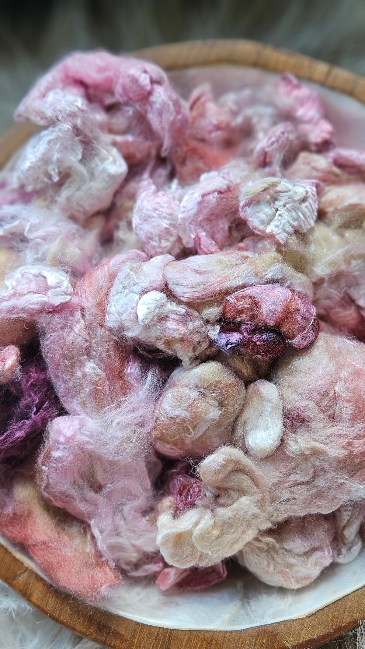 Goji Berry - hand-dyed fine wool and silky bamboo mill ends - 5 oz |  142 g