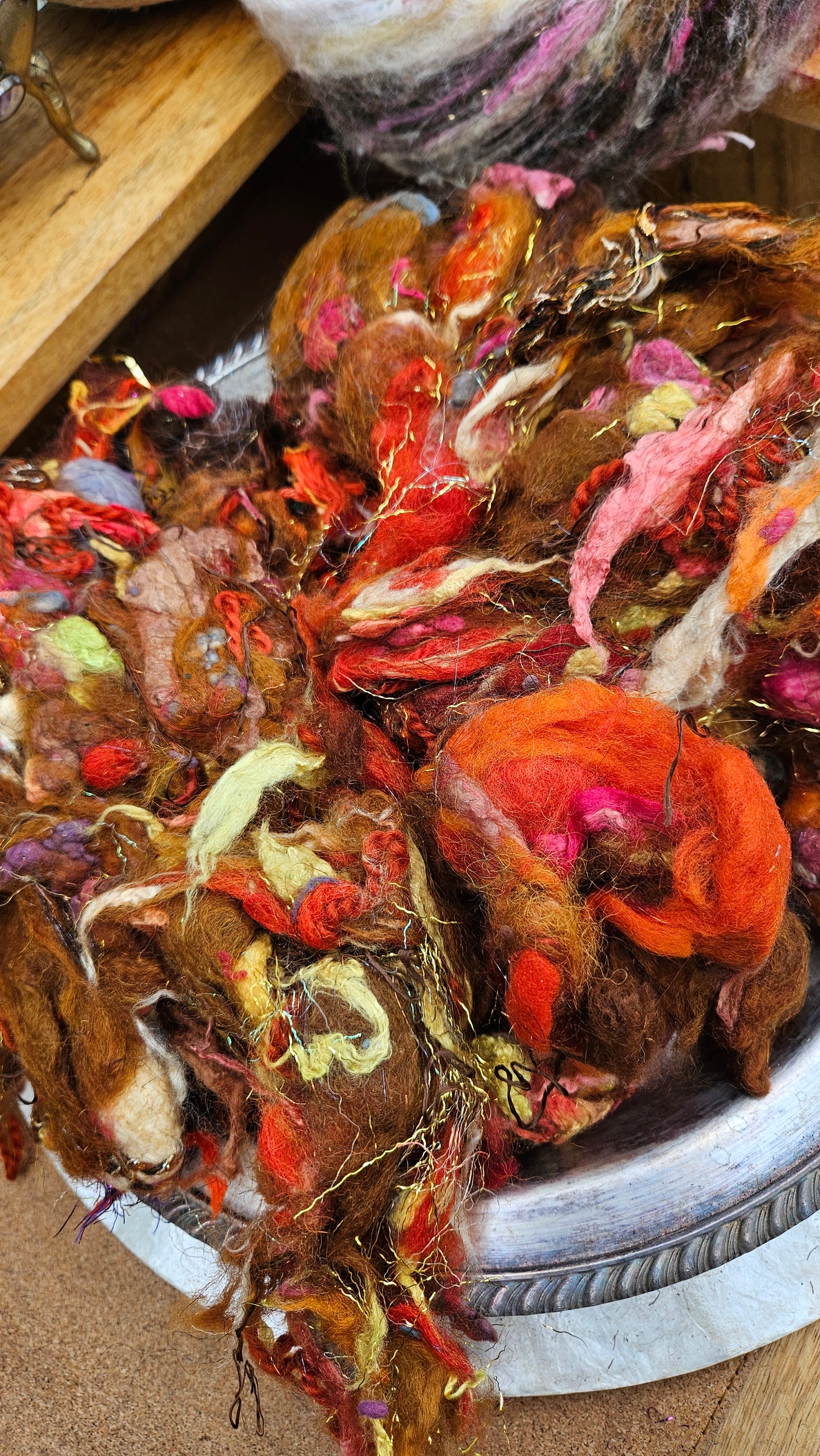 GOLDEN HOUR - Hand-Dyed Alpaca Bamboo Texture Blend for art yarn embellishing, texture blending, felting, mixed media, and fiber art - 4 ounces | 114 grams