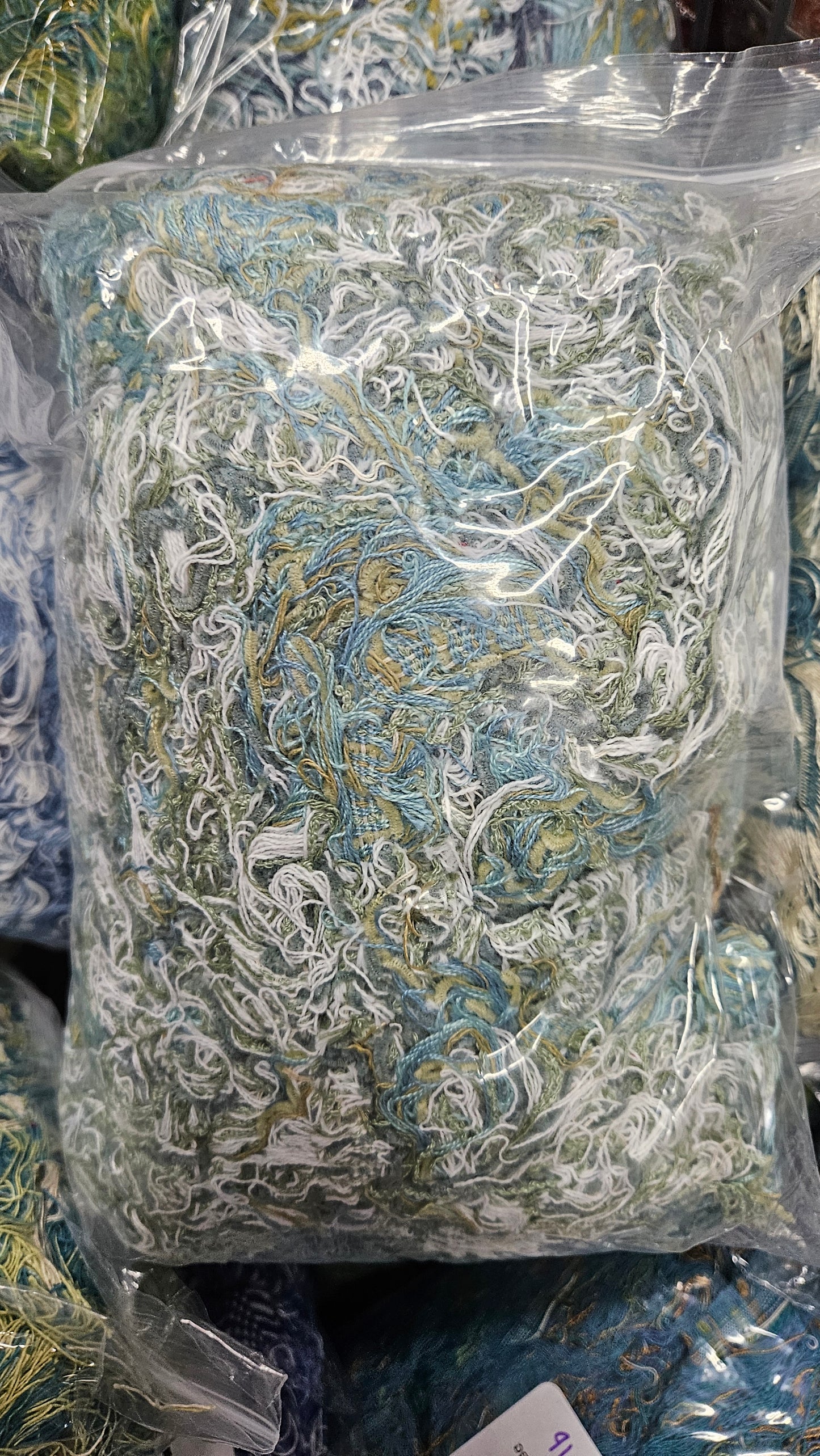 MINT GARDEN - textile selvedge for rug and art weaving and art yarn - MINT011 (1 lb)