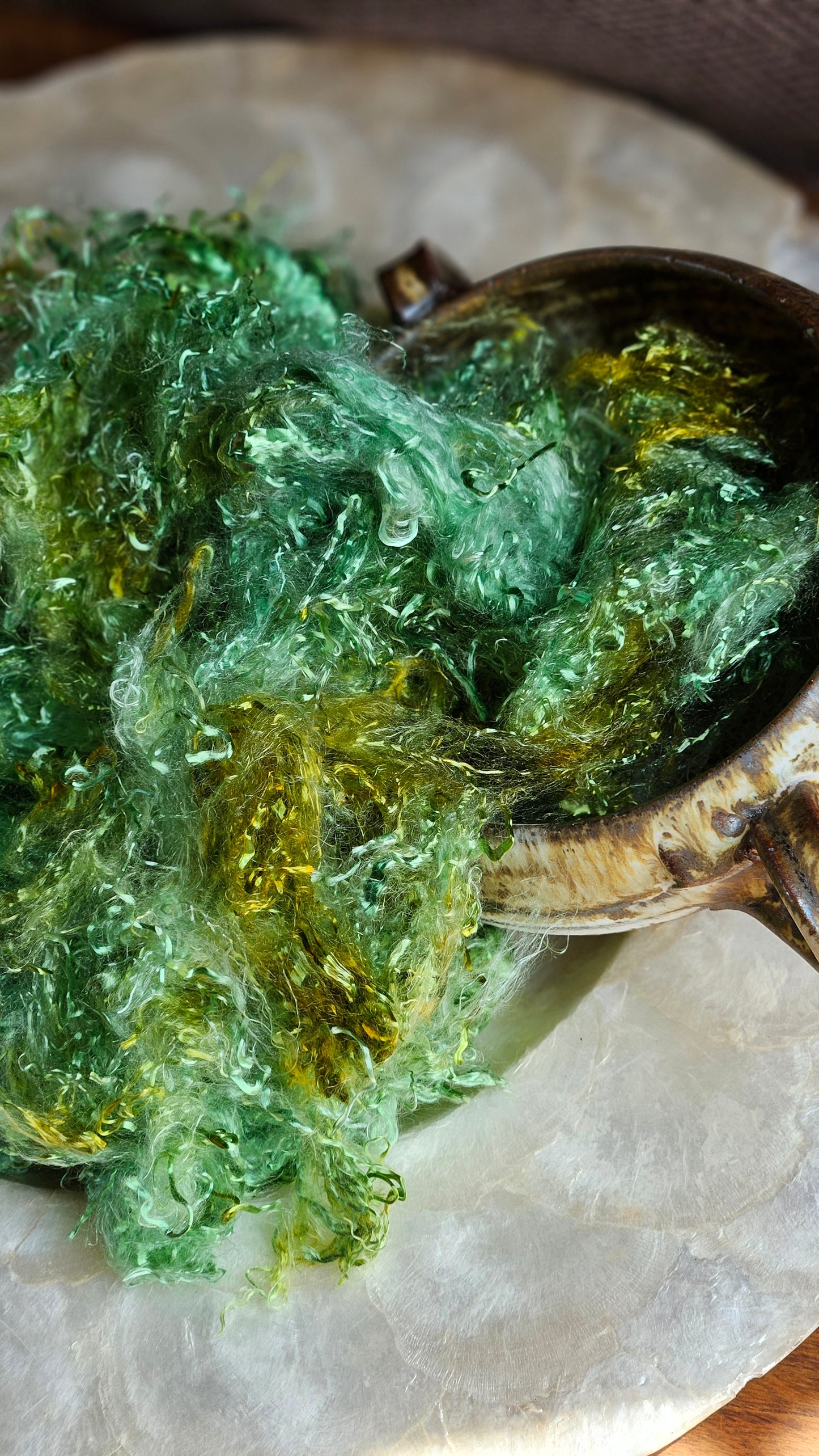 TSAVORITE - hand-dyed eucalyptus crimp faux-silk for art yarn embellishing, fiber blending, felting, and papermaking - 2 oz | 57 g