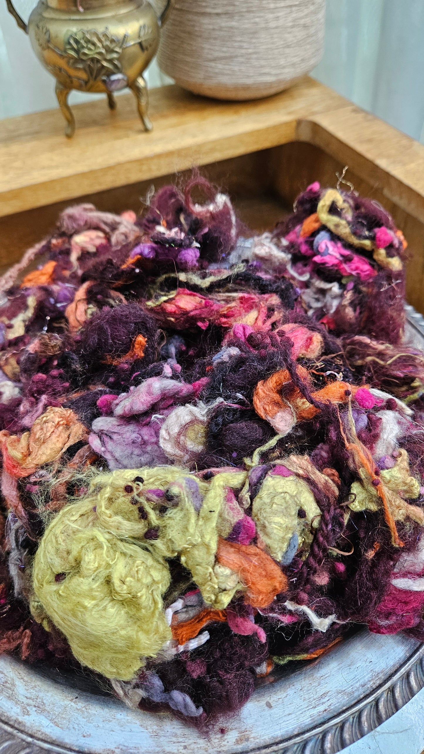 BOG WOOD - Hand-Dyed Alpaca Bamboo Texture Blend for art yarn embellishing, texture blending, felting, mixed media, and fiber art - 4 ounces | 114 grams