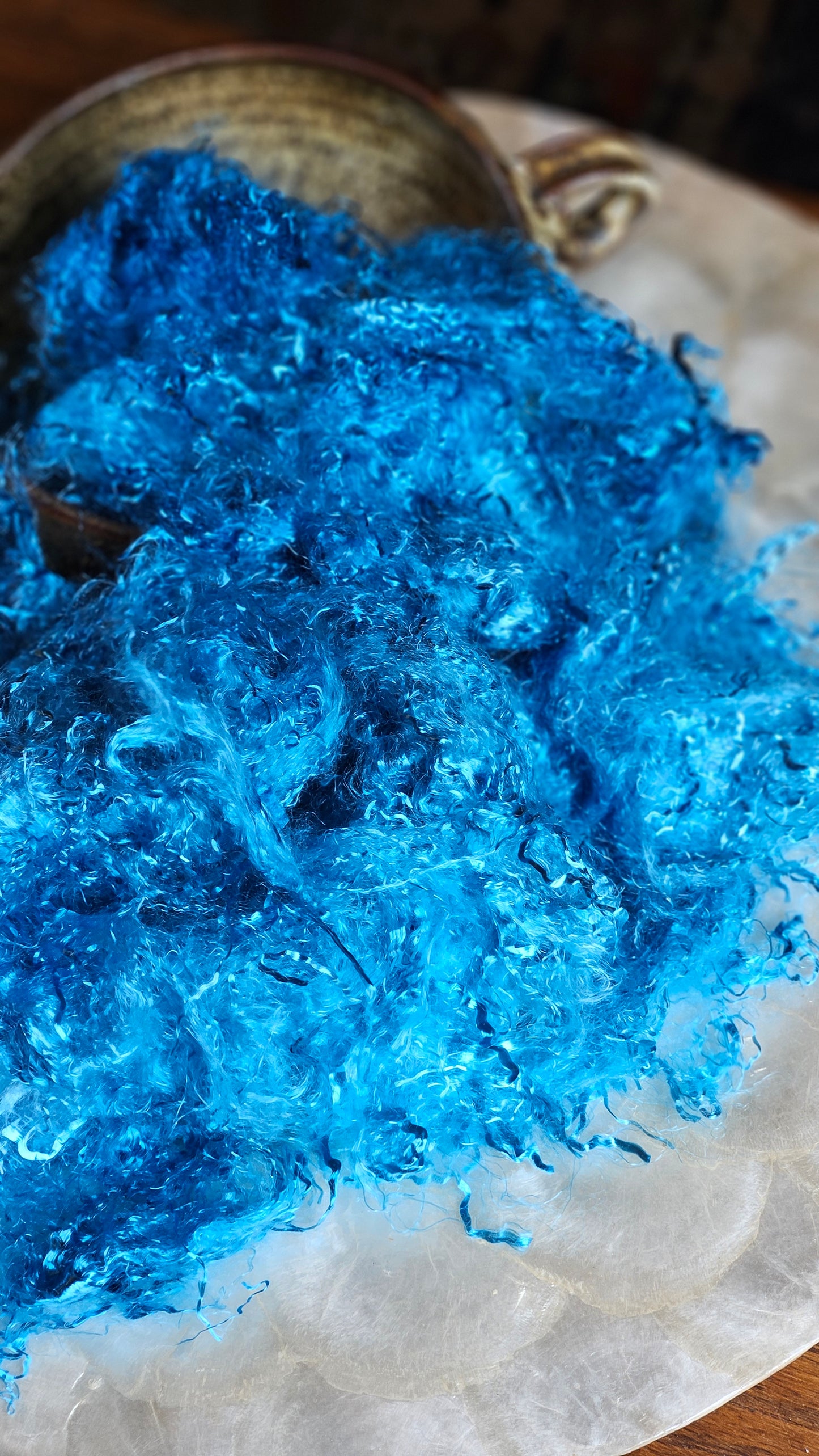 CERUSSITE - hand-dyed eucalyptus crimp faux-silk for art yarn embellishing, fiber blending, felting, and papermaking - 2 oz | 57 g