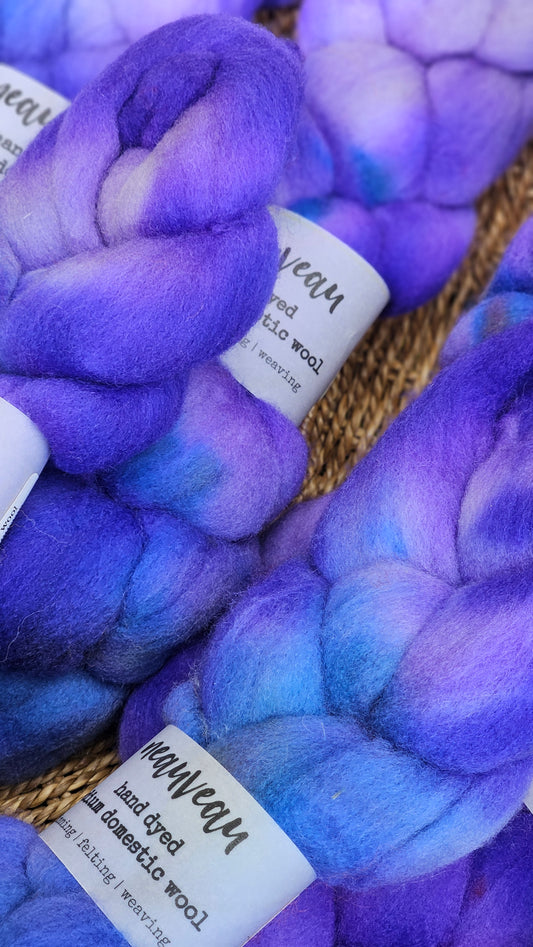 Purplefinch - hand dyed domestic wool roving for felting and blending - 2 ounces | 57 grams