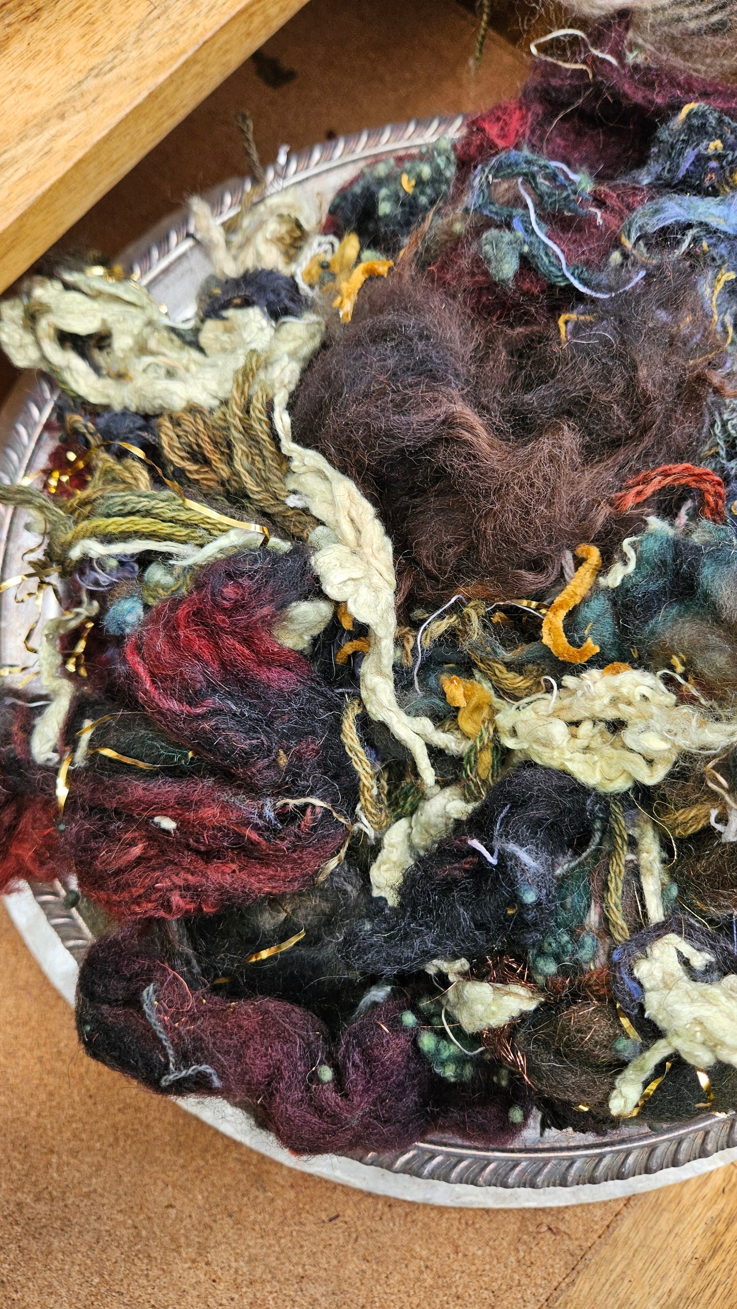 LUNAR ECLIPSE - Hand-Dyed Alpaca Bamboo Texture Blend for art yarn embellishing, texture blending, felting, mixed media, and fiber art - 4 ounces | 114 grams