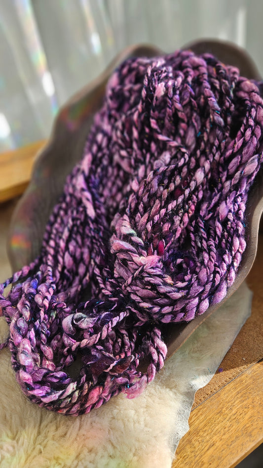 WILD VIOLET - Bulky Handspun Art Yarn XL Skein - 40 yards | 4.5 ounces | 128 grams