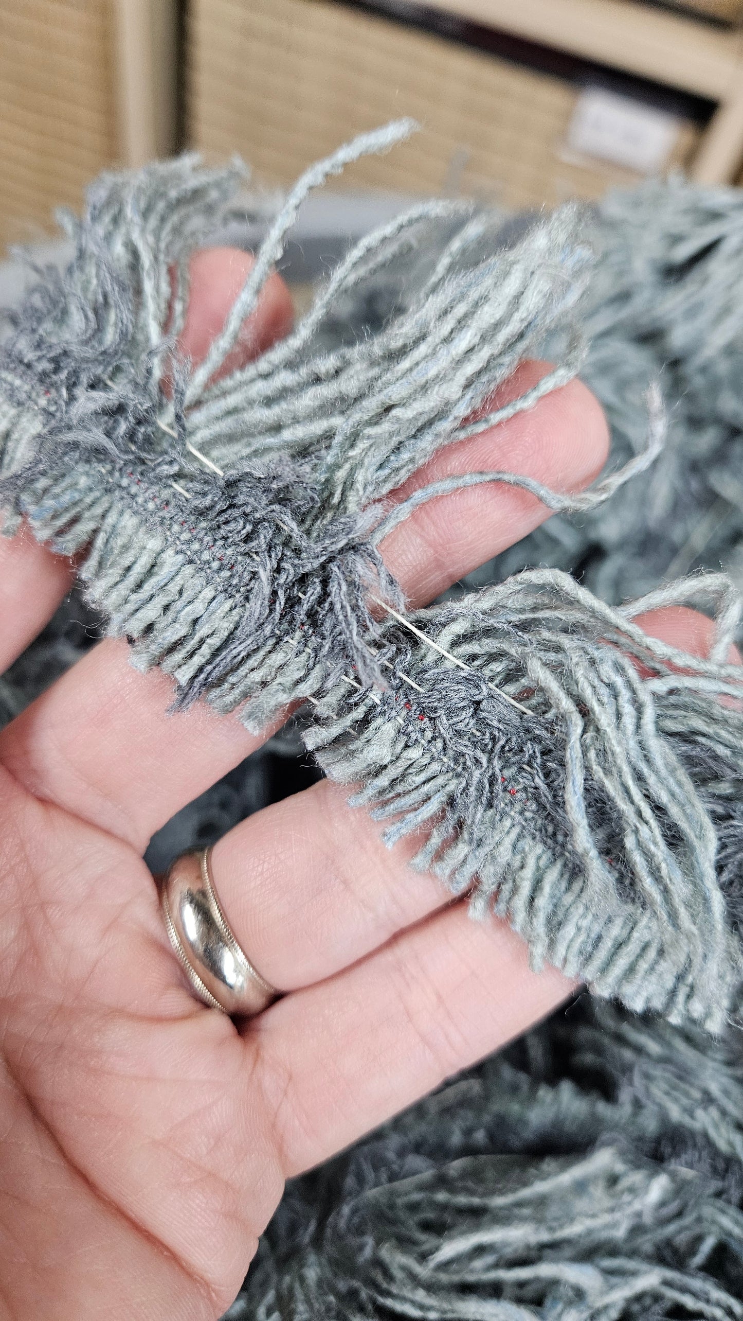 FOGGY MINT - bulk textile selvedge for rug weaving and art yarn - 5 POUNDS