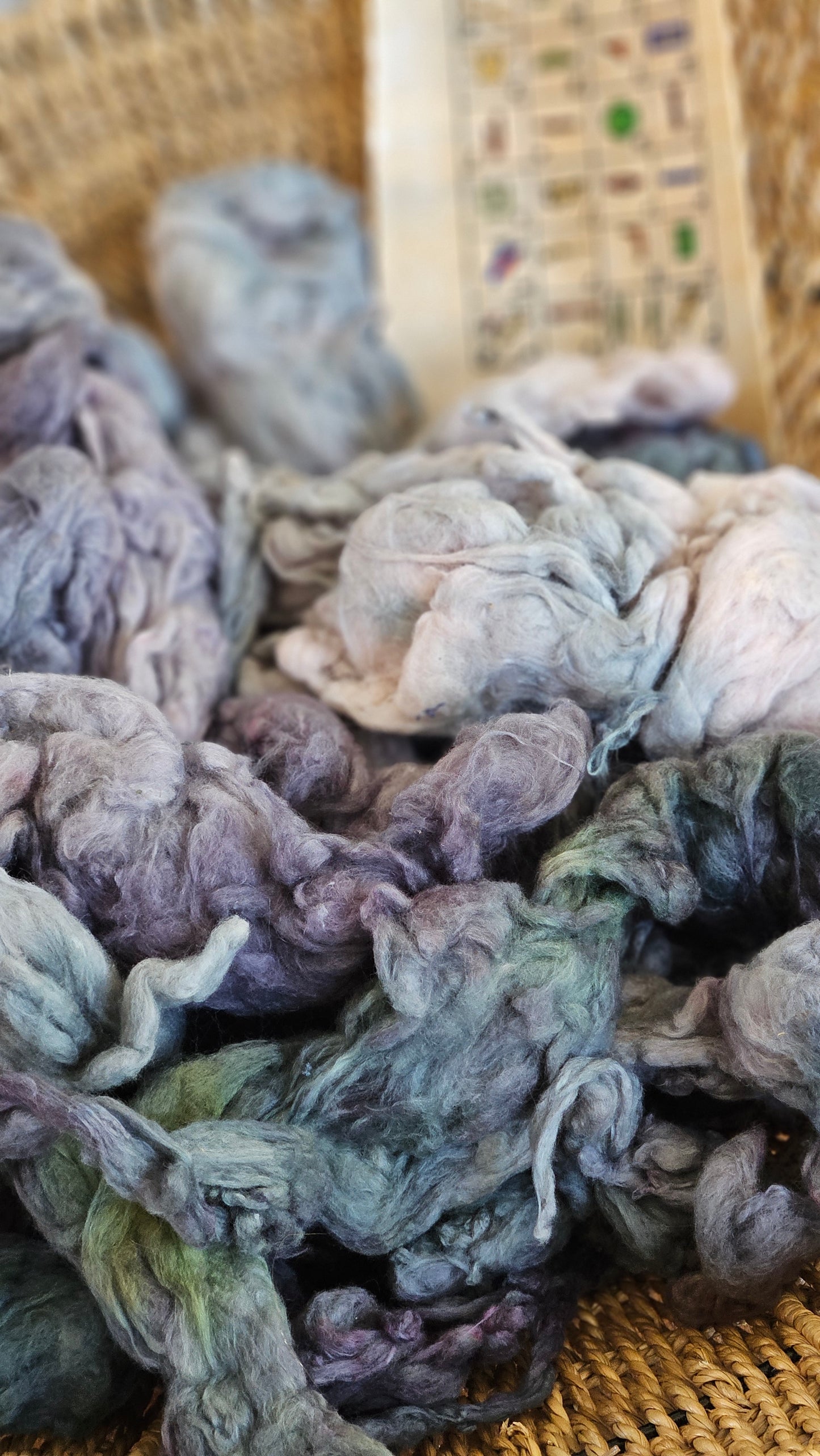 THOTH Hand-Dyed Organic Extra Fine Cotton Noil for fiber art, texture blending, and papermaking - 1 ounce | 28 grams