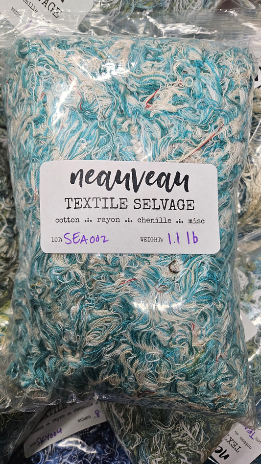SEASHORE - textile selvedge for rug and art weaving and art yarn - SEA002 (1.1 lb)
