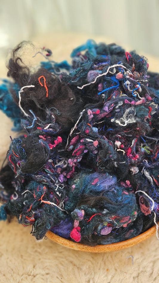 FROST LIGHT - Hand-Dyed Recycled Wool Texture Blend for art yarn embellishing, texture blending, felting, mixed media, and fiber art - 4 ounces | 114 grams