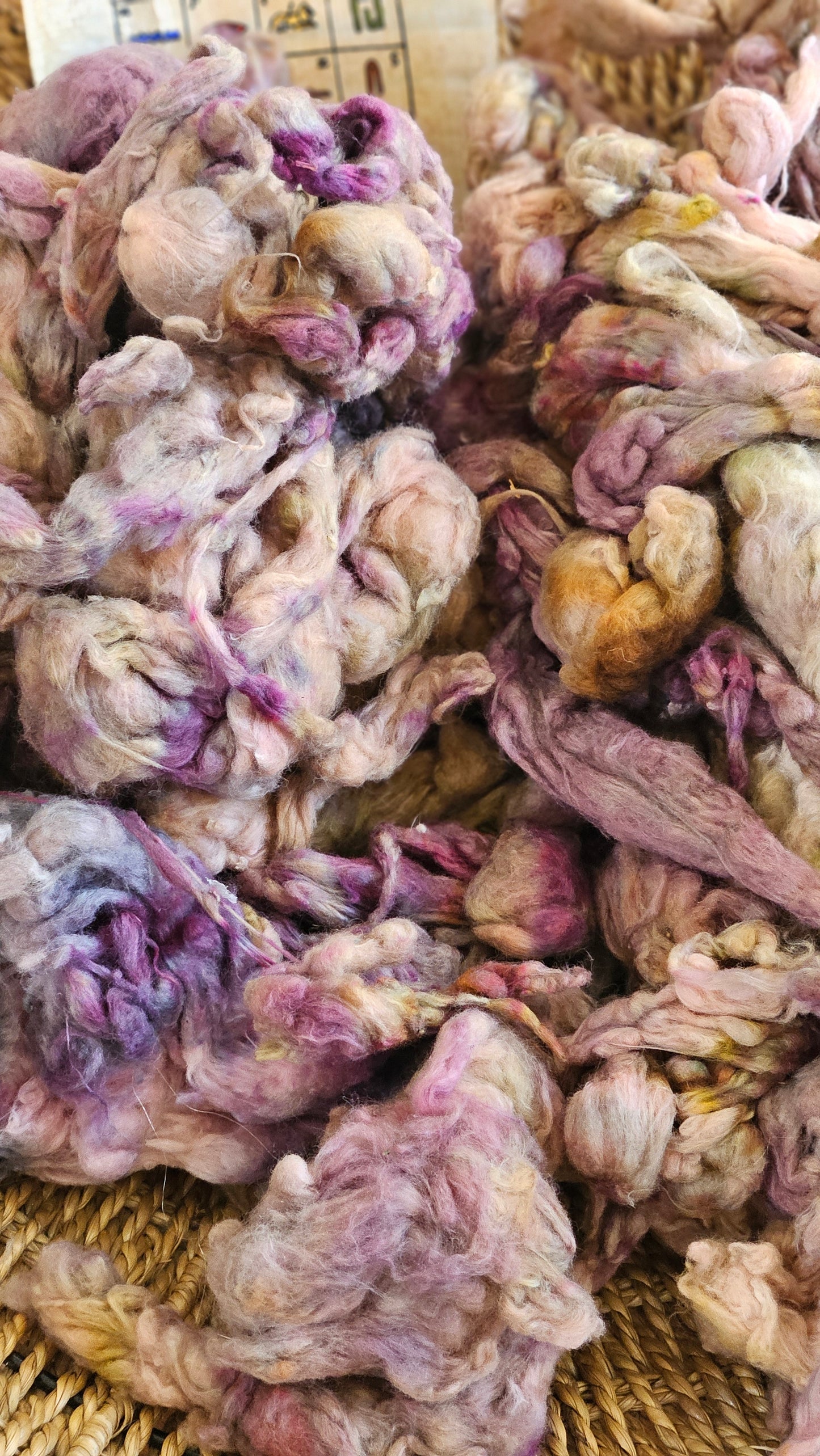 CLEOPATRA Hand-Dyed Organic Extra Fine Cotton Noil for fiber art, texture blending, and papermaking - 1 ounce | 28 grams