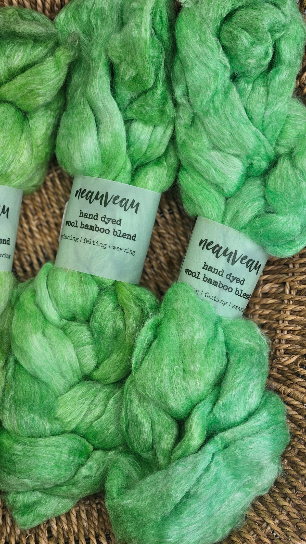 Lime Pearl - wool bamboo roving for felting and blending - 2 ounces | 57 grams
